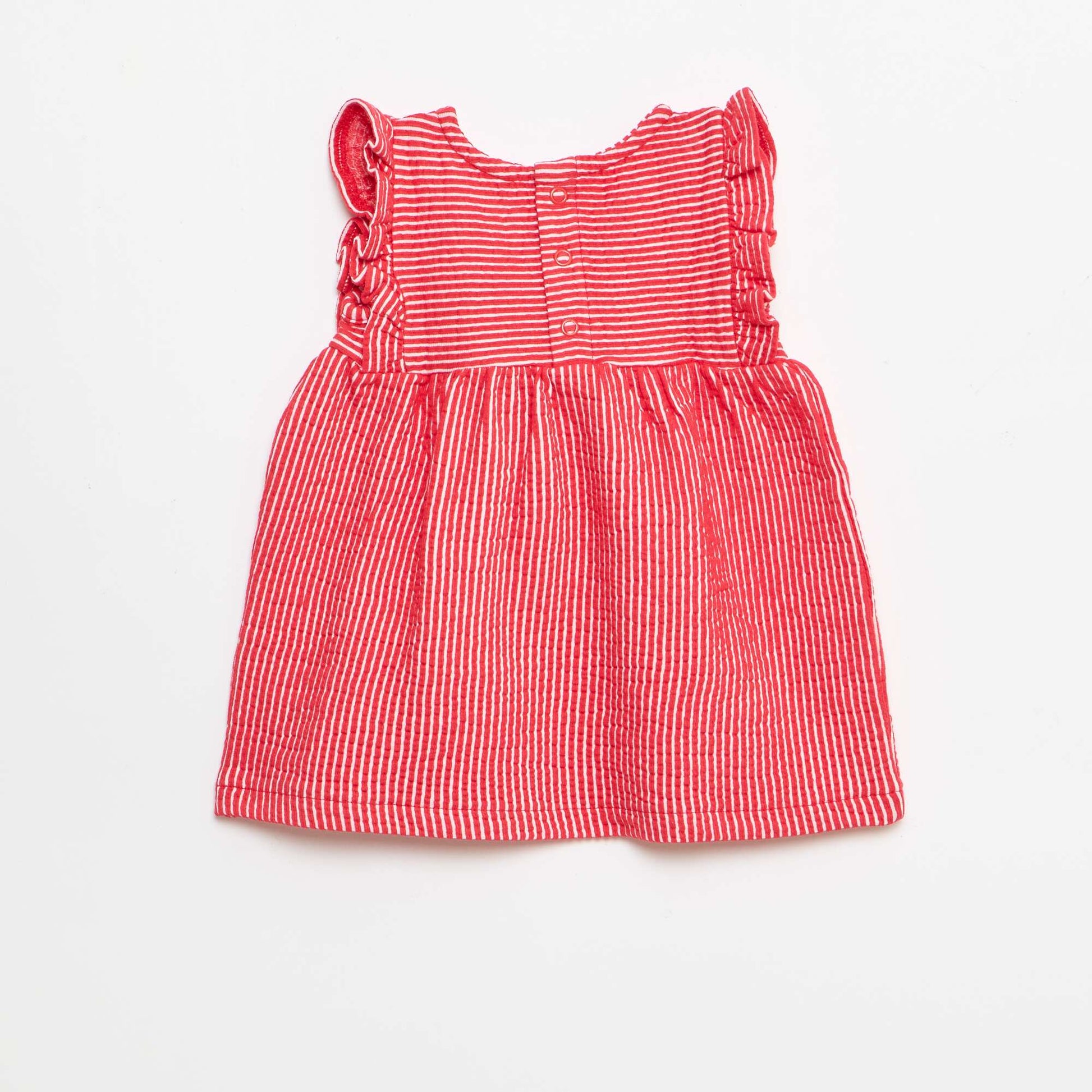 Robe à manches courtes en maille côtelée ROUGE
