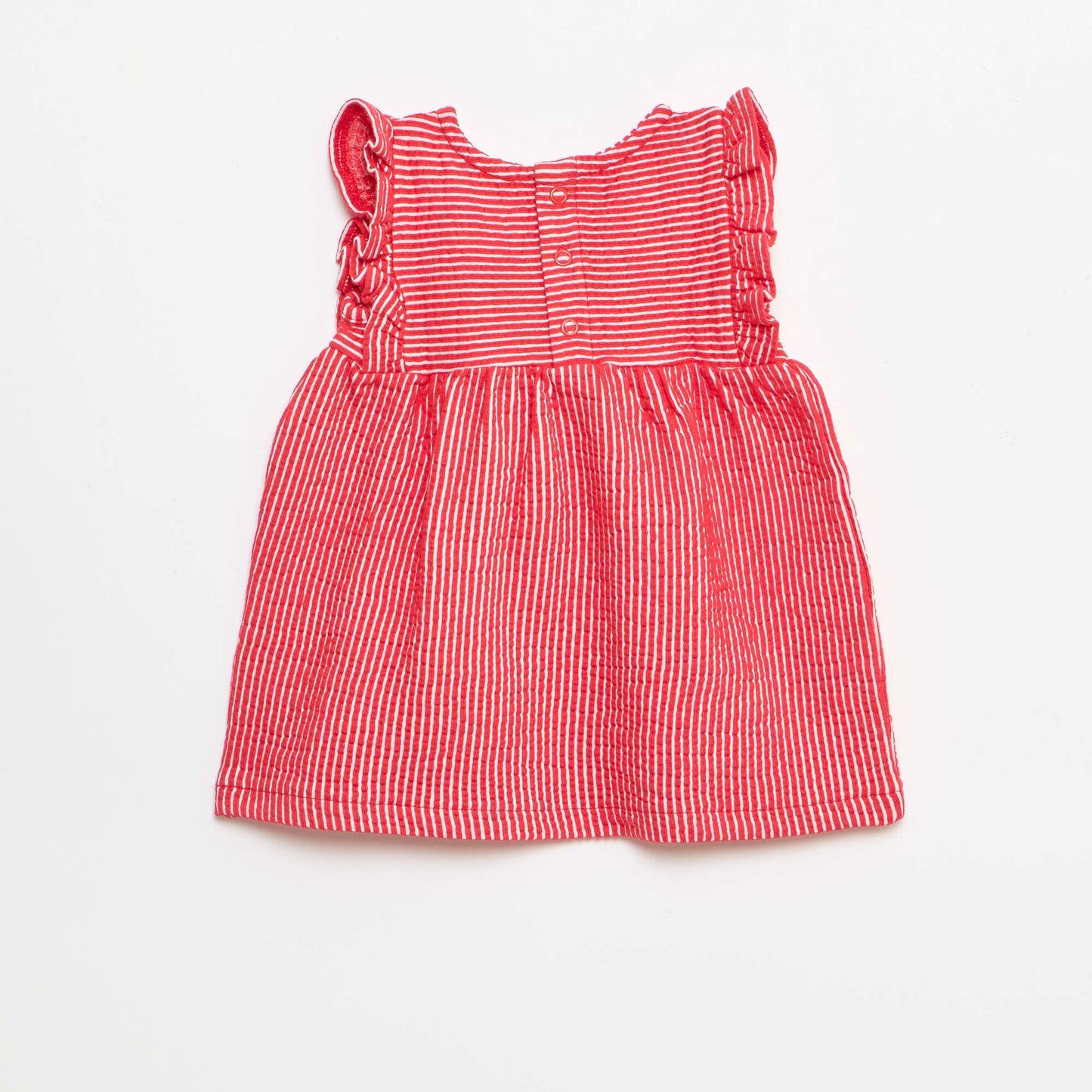 Robe à manches courtes en maille côtelée ROUGE