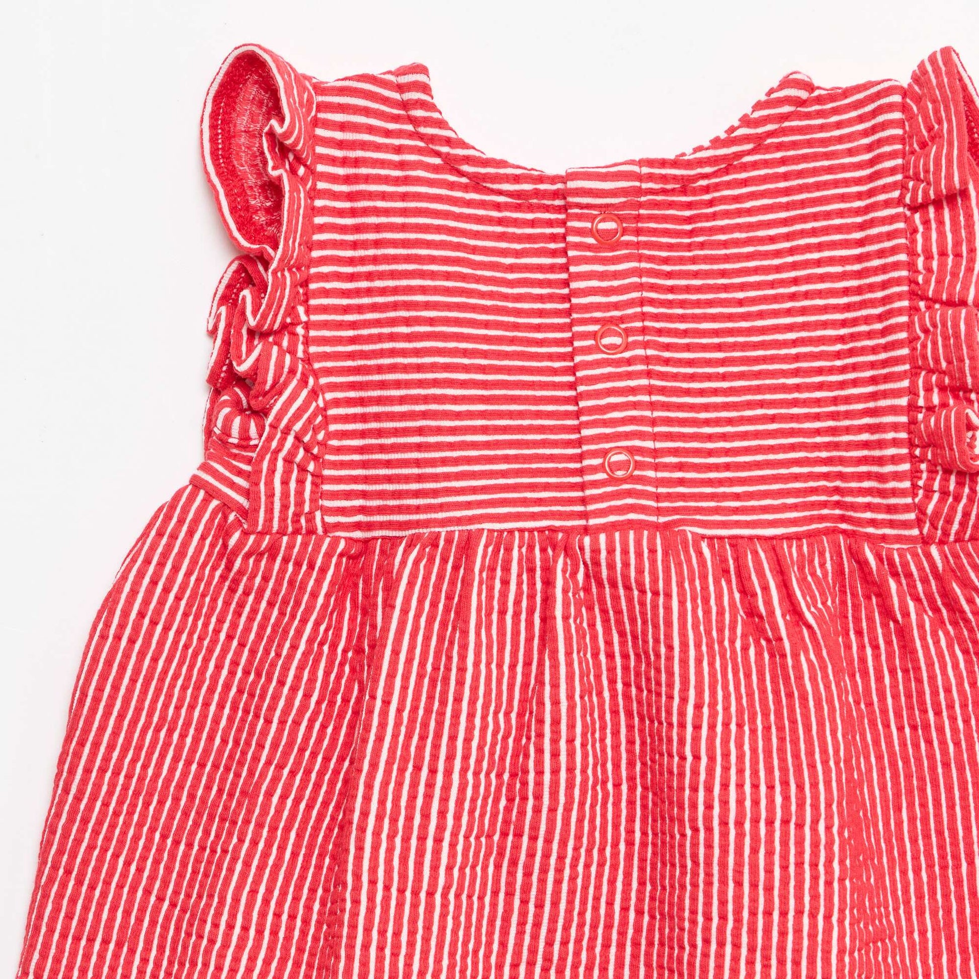 Robe à manches courtes en maille côtelée ROUGE