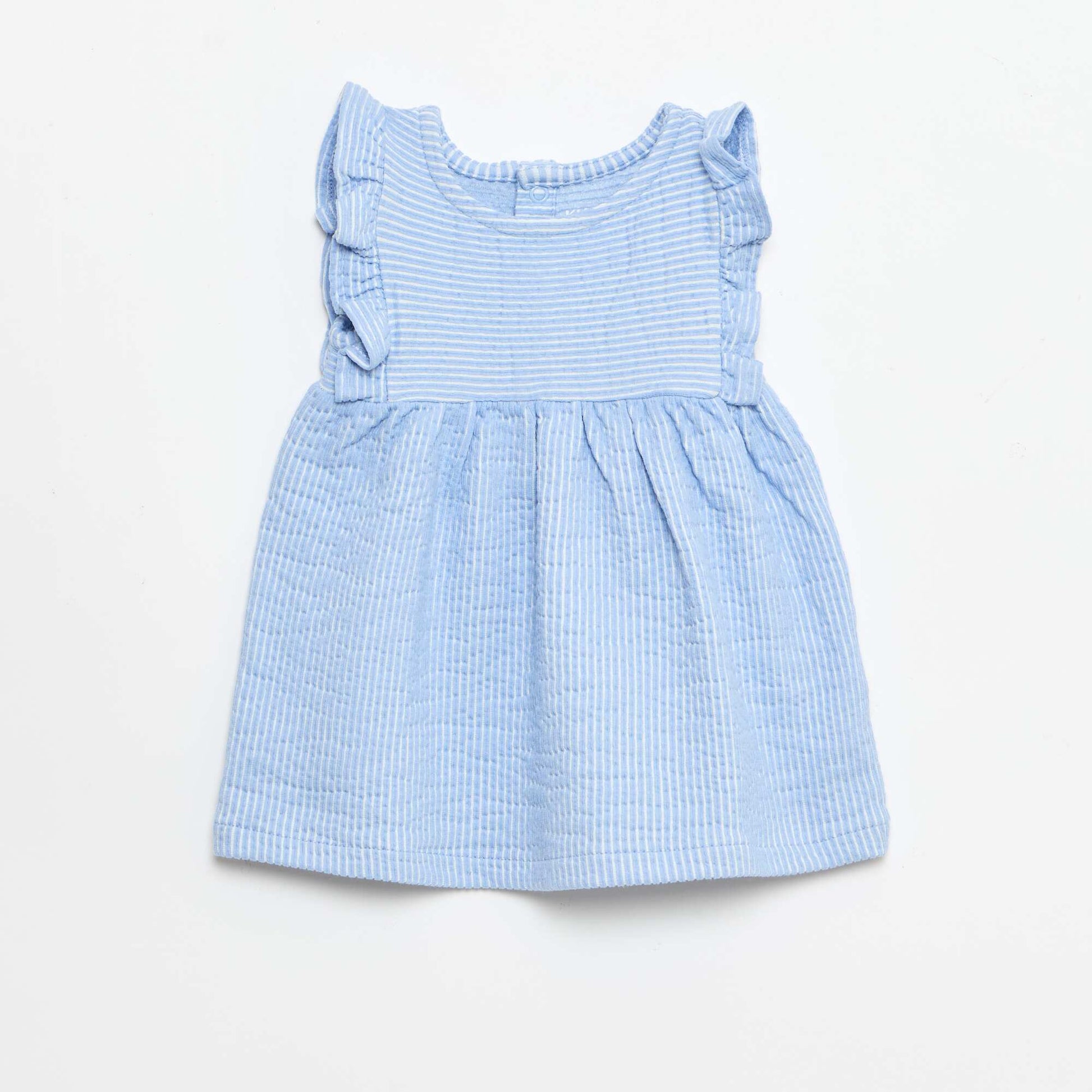 Robe à manches courtes en maille côtelée BLEU