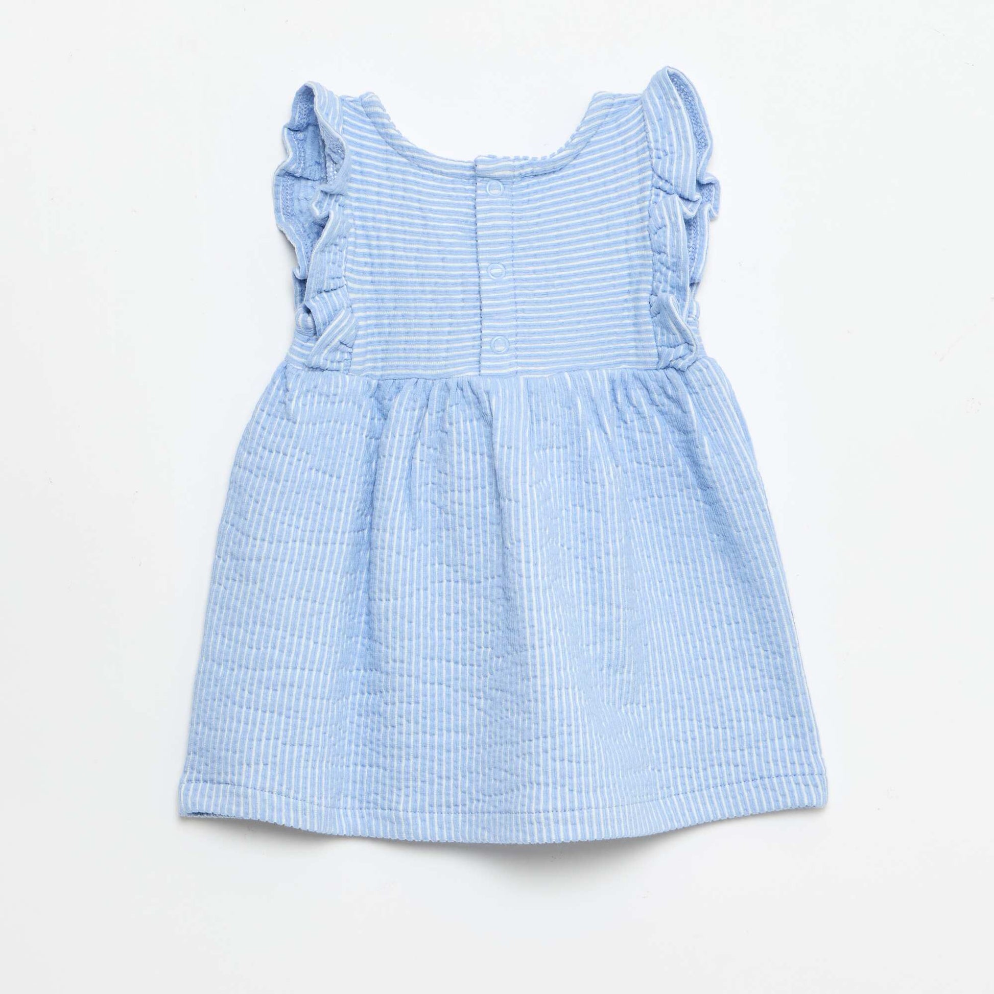 Robe à manches courtes en maille côtelée BLEU