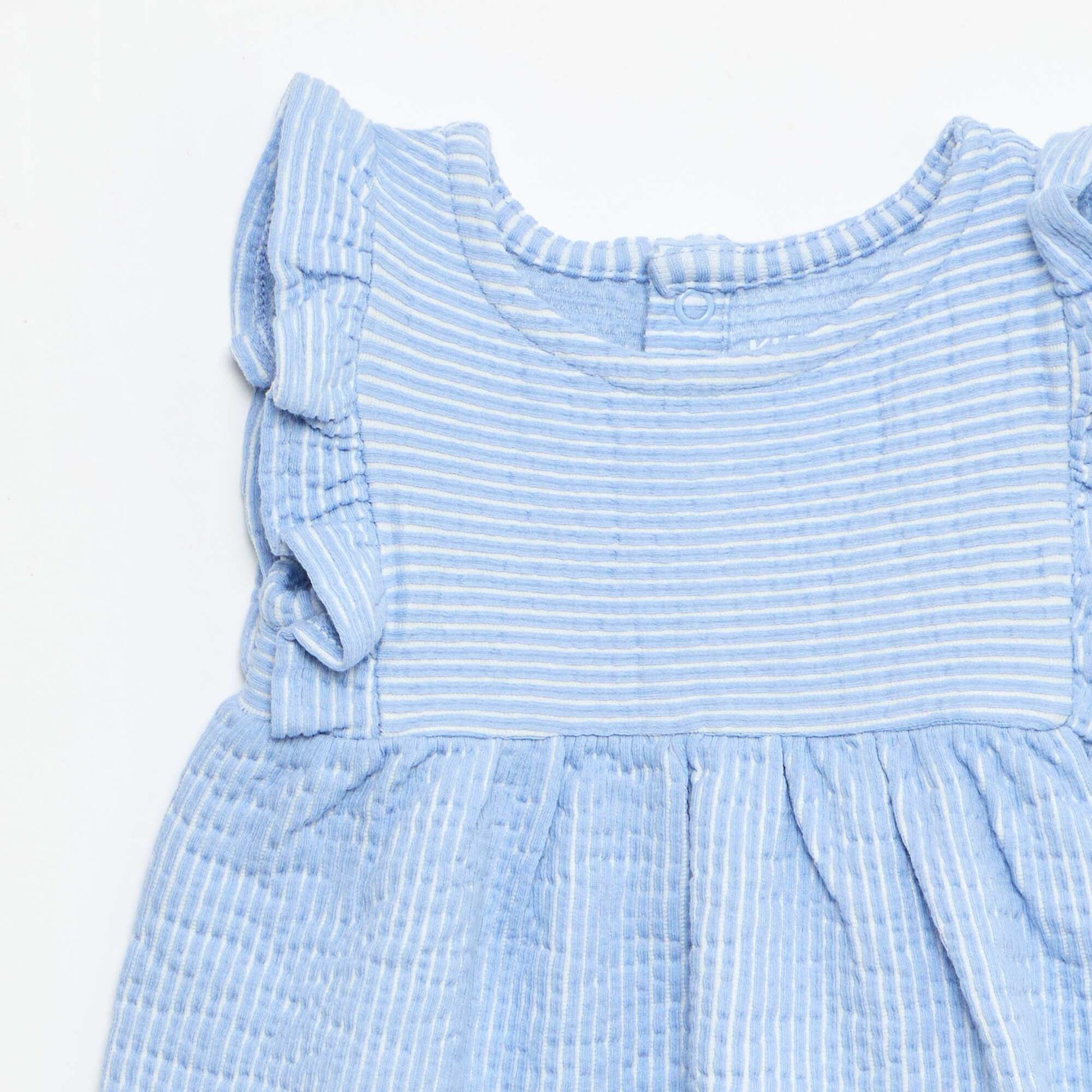 Robe à manches courtes en maille côtelée BLEU