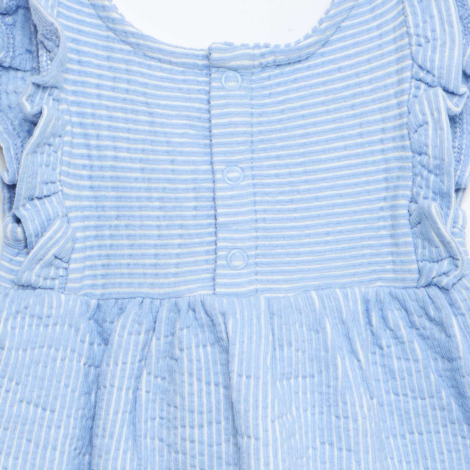 Robe à manches courtes en maille côtelée BLEU