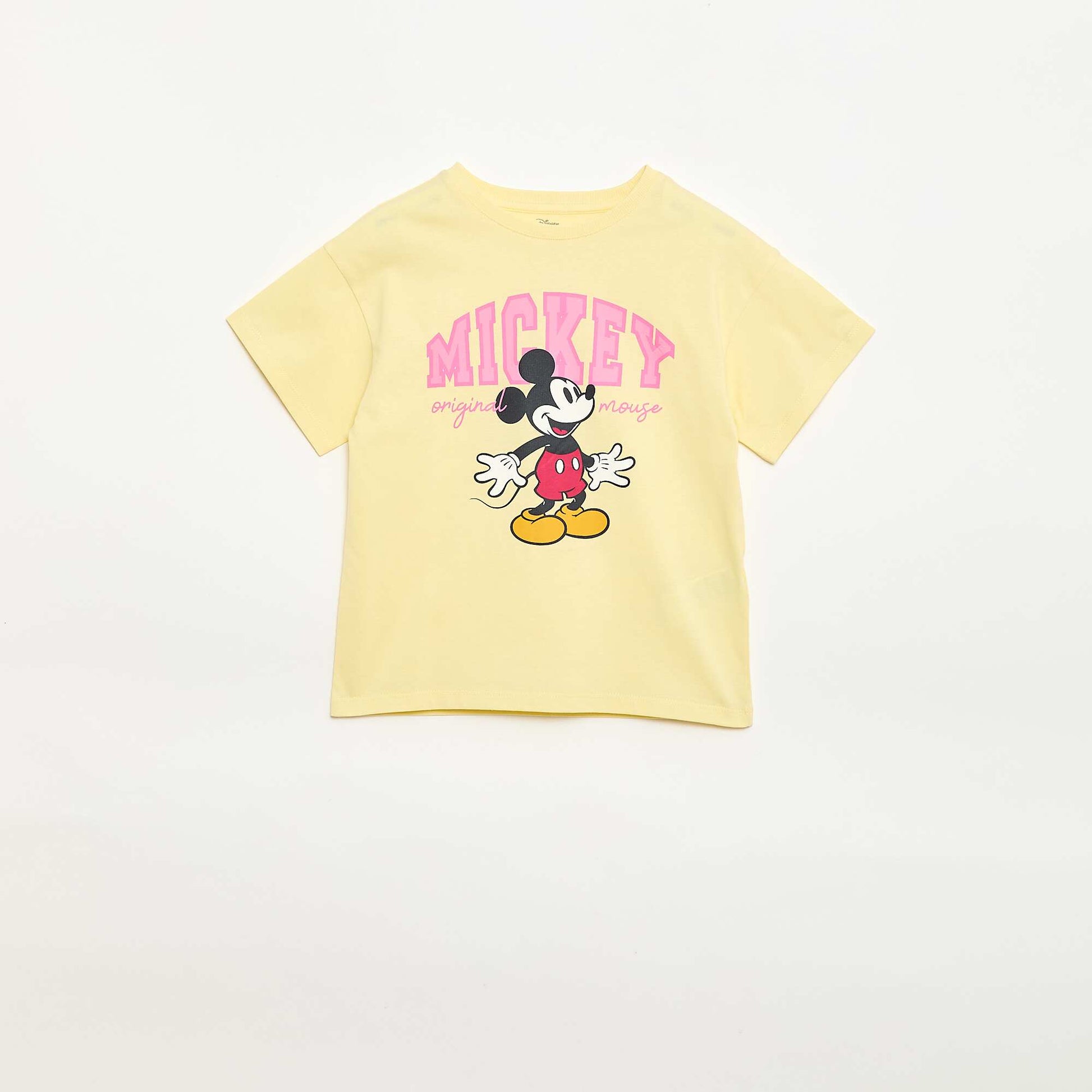 T-shirt uni 'Disney' 'Mickey' en coton JAUNE