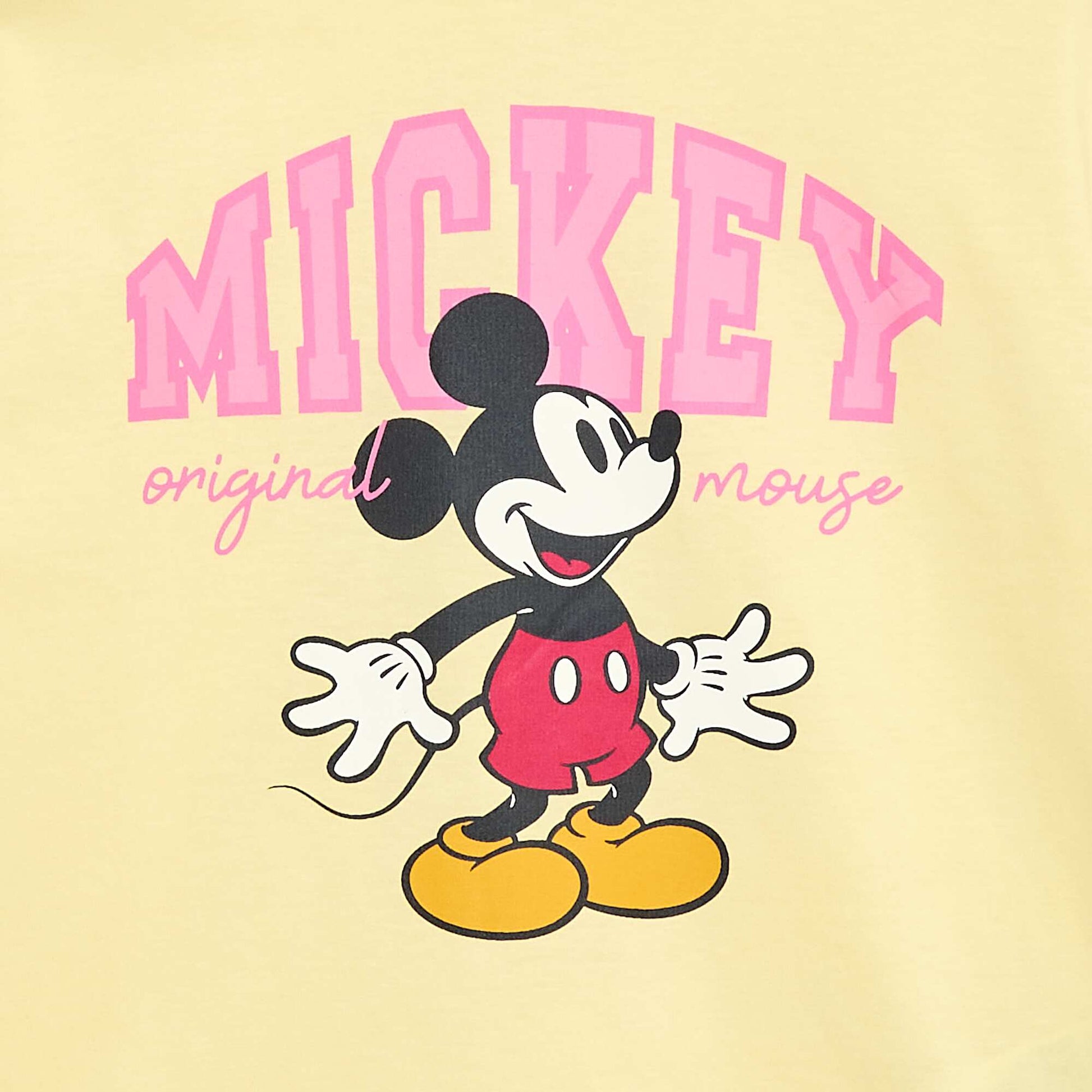 T-shirt uni 'Disney' 'Mickey' en coton JAUNE