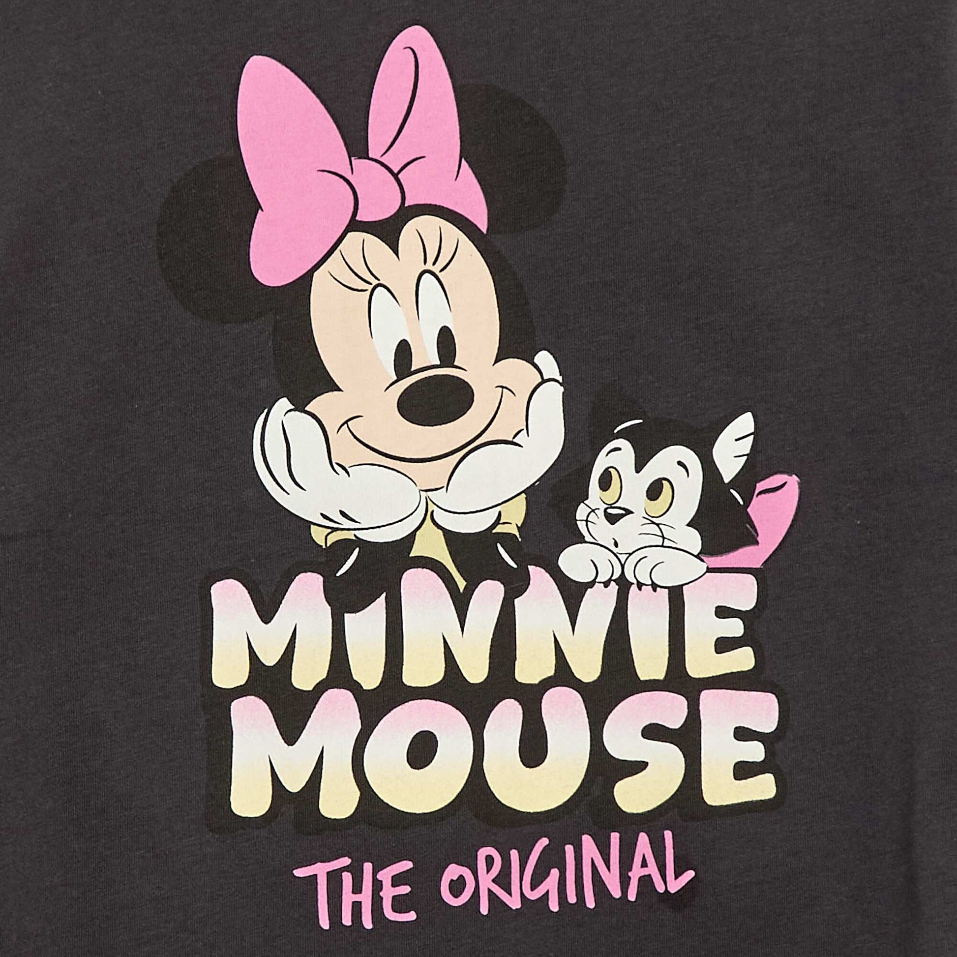 T-shirt uni 'Disney' 'Minnie' en coton NOIR