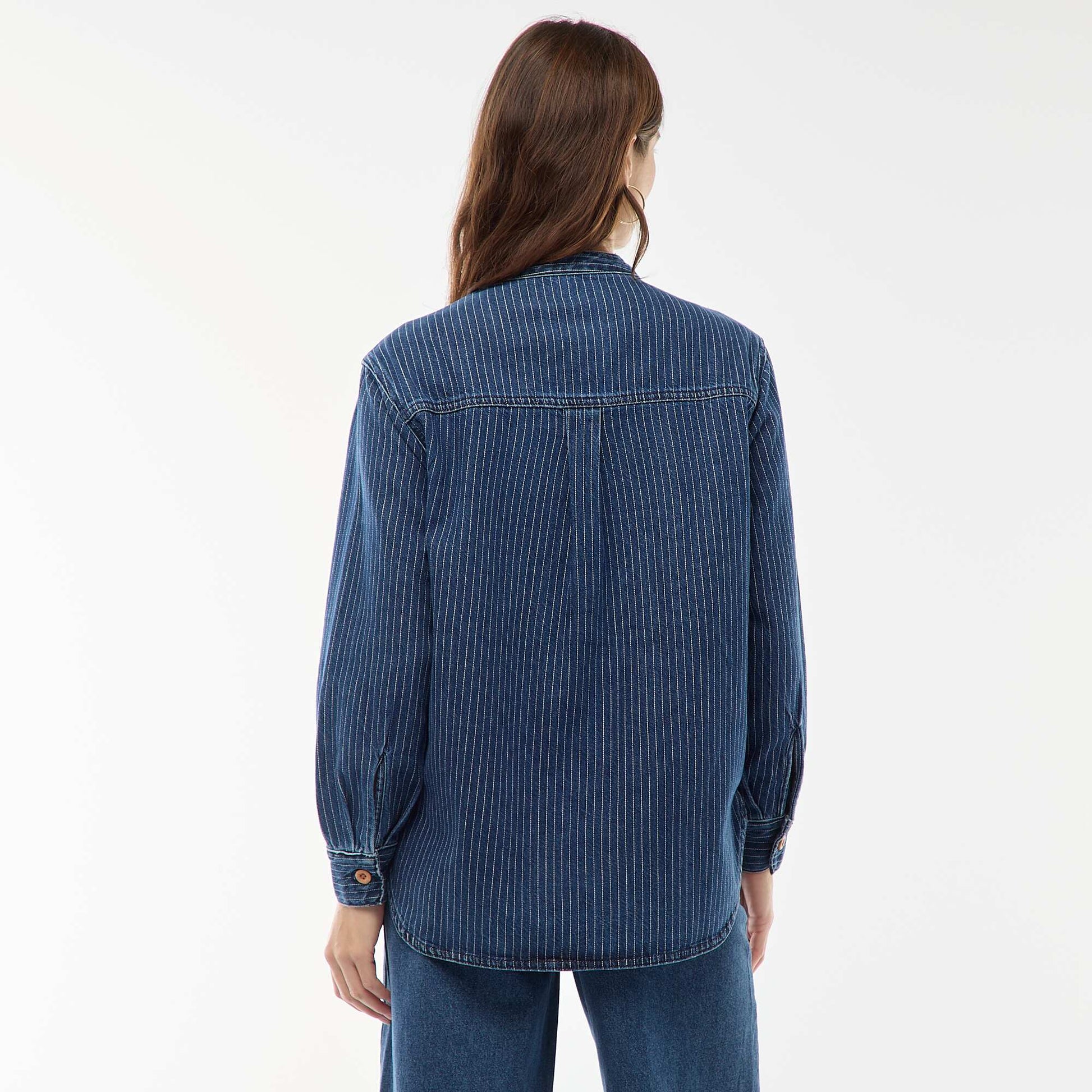 Blouse en denim rayée BLEU