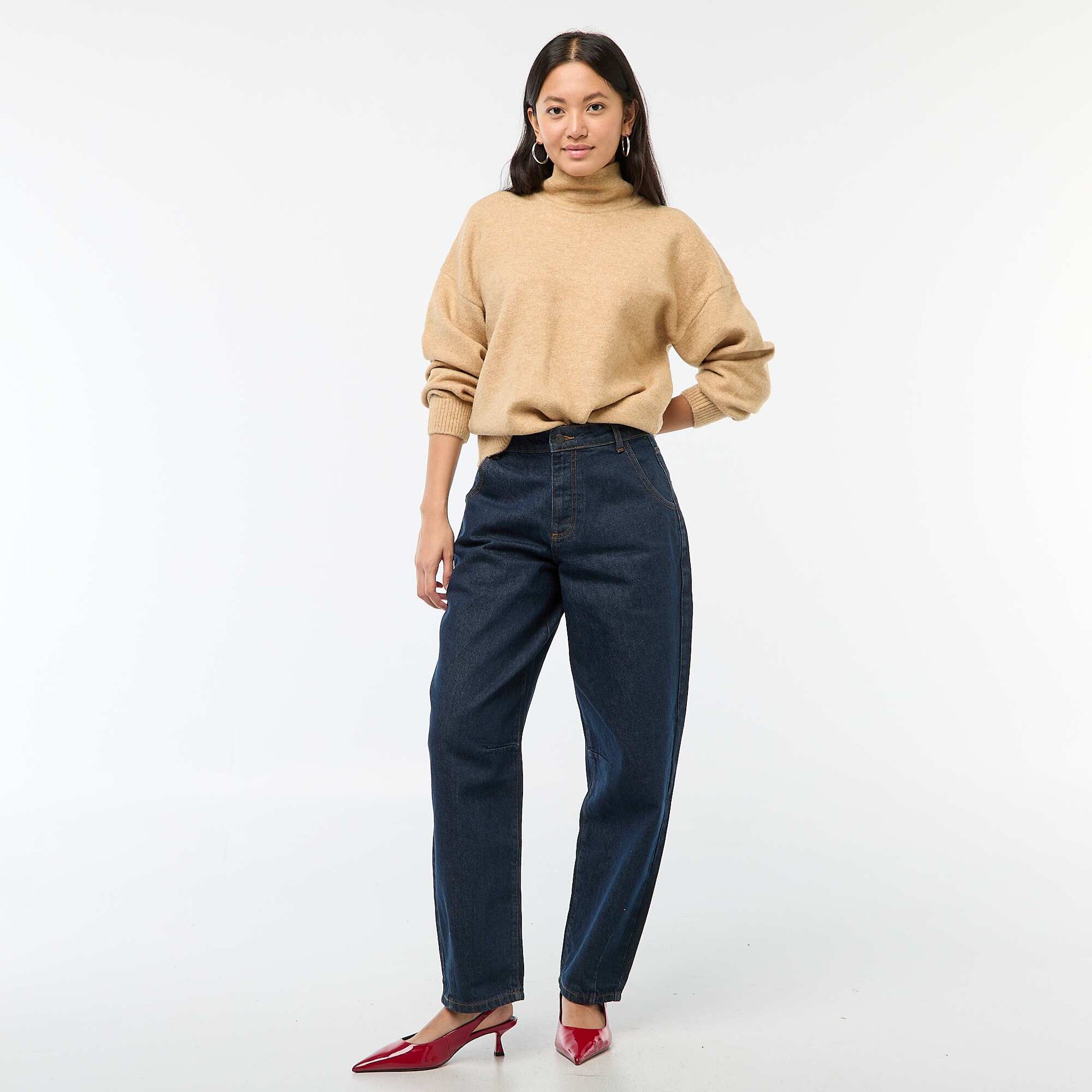 Pull doux avec fente bijou au dos BEIGE