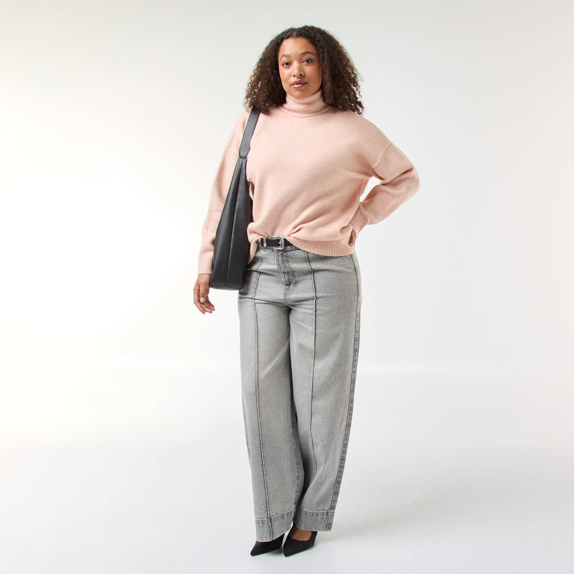 Pull montant avec fente bijou au dos ROSE