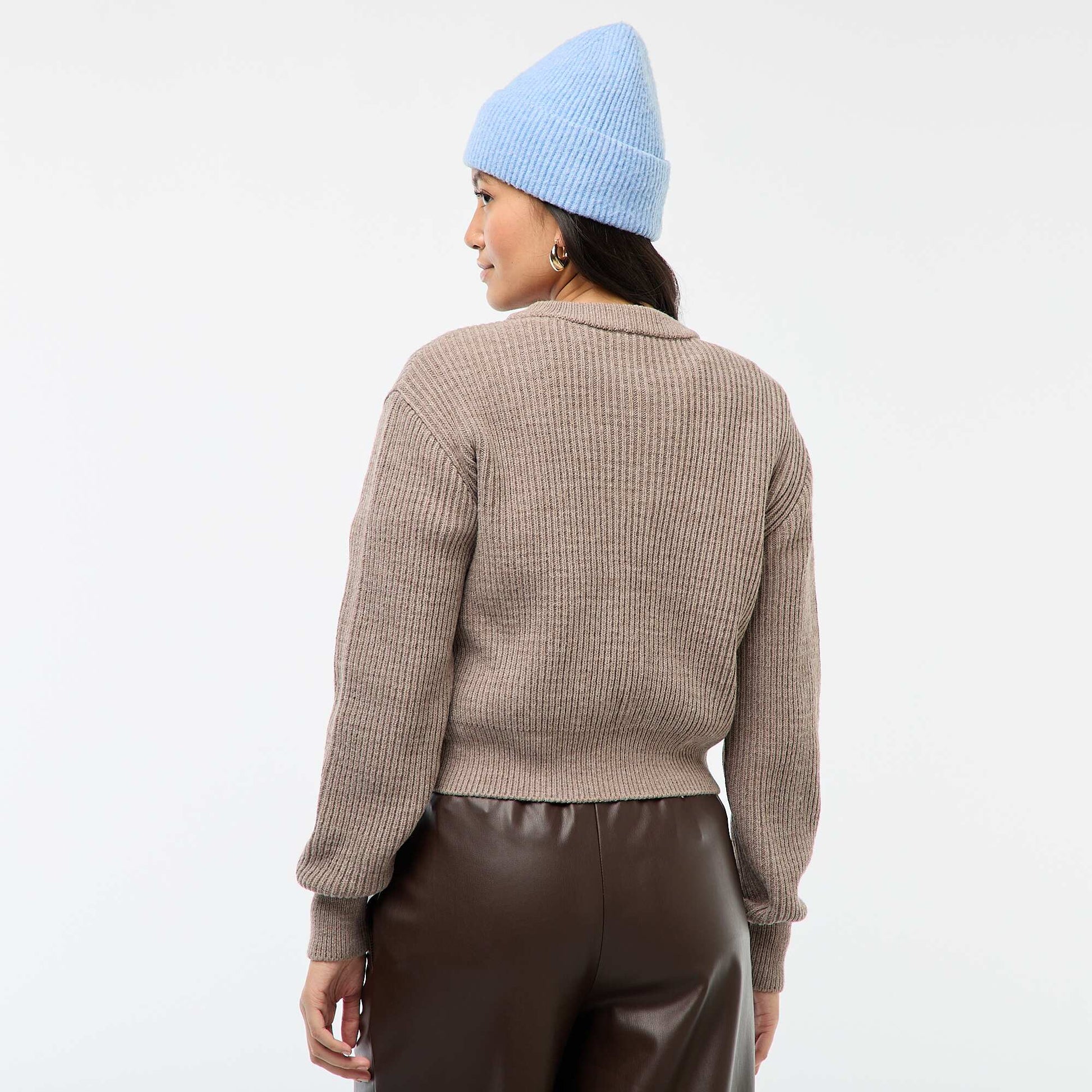 Gilet boutonné maille épaisse TAUPE