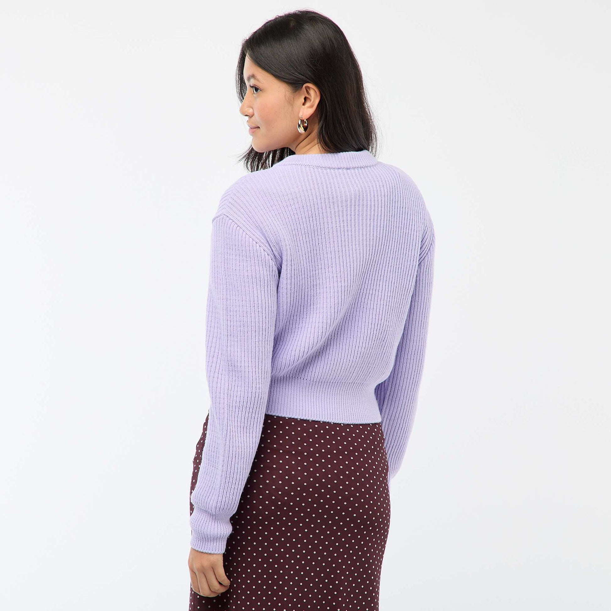 Gilet boutonné maille épaisse VIOLET