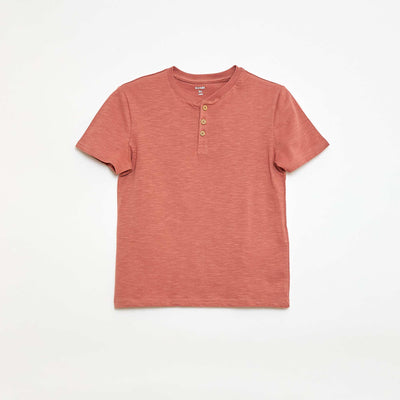 T-shirt à col tunisien MARRON