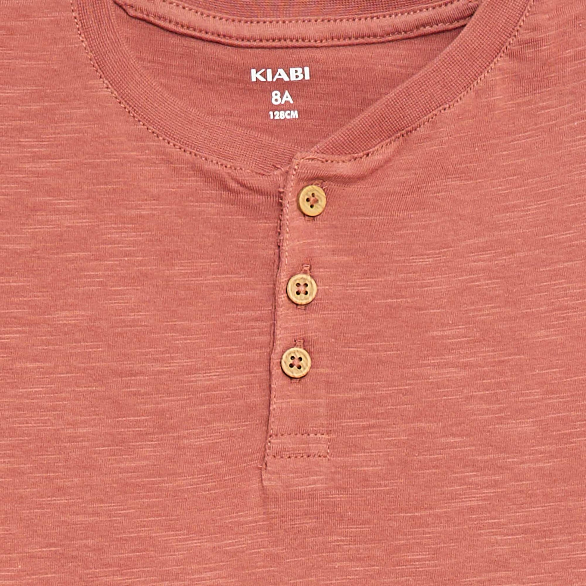 T-shirt à col tunisien MARRON
