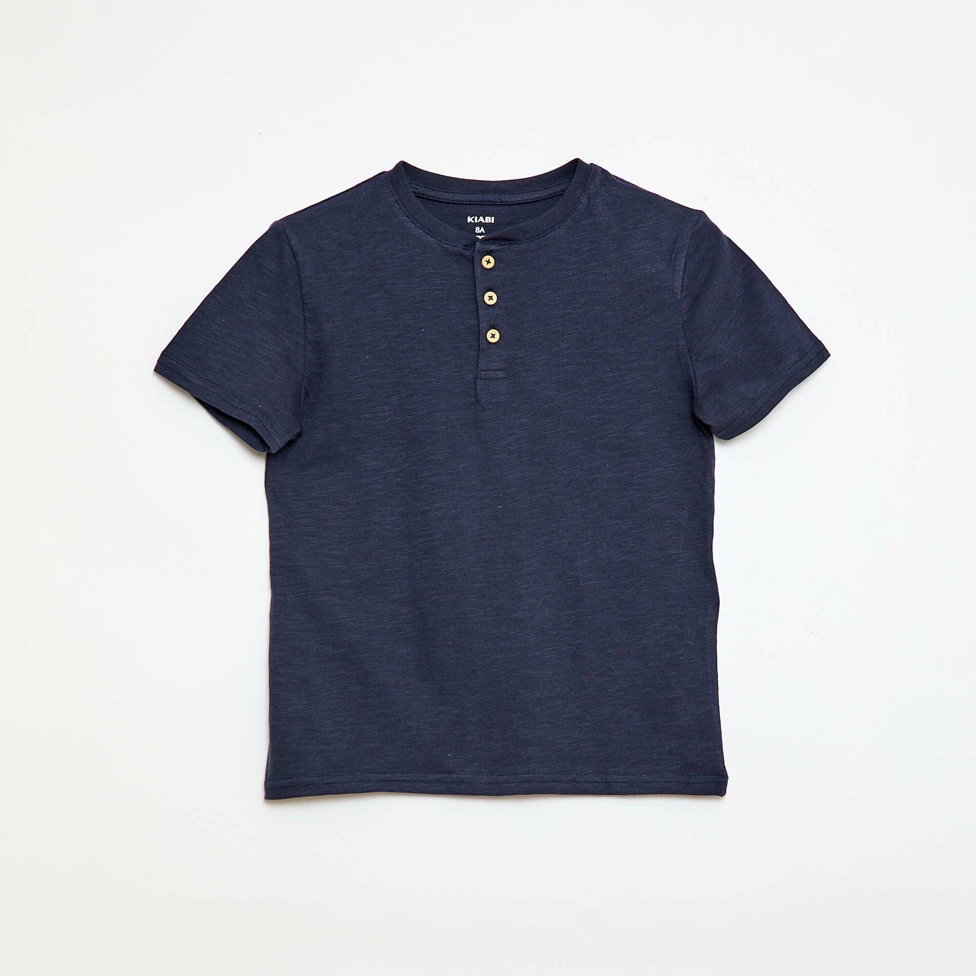 T-shirt à col tunisien BLEU