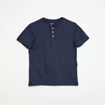 T-shirt à col tunisien BLEU