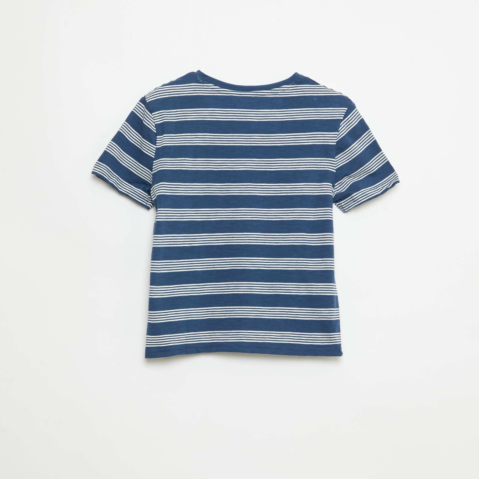 T-shirt rayé à col tunisien BLEU