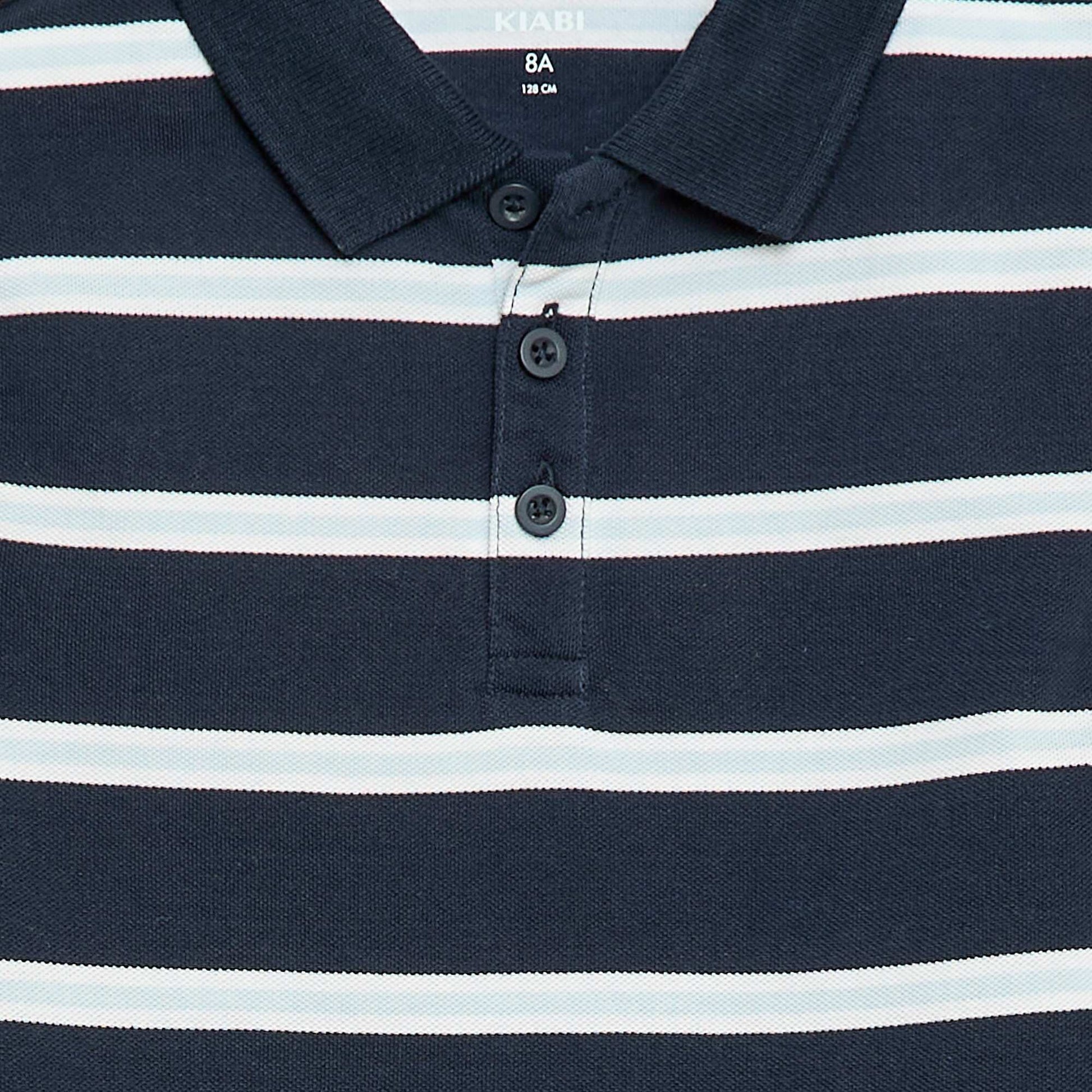 Polo à manches courtes en piqué de coton BLEU
