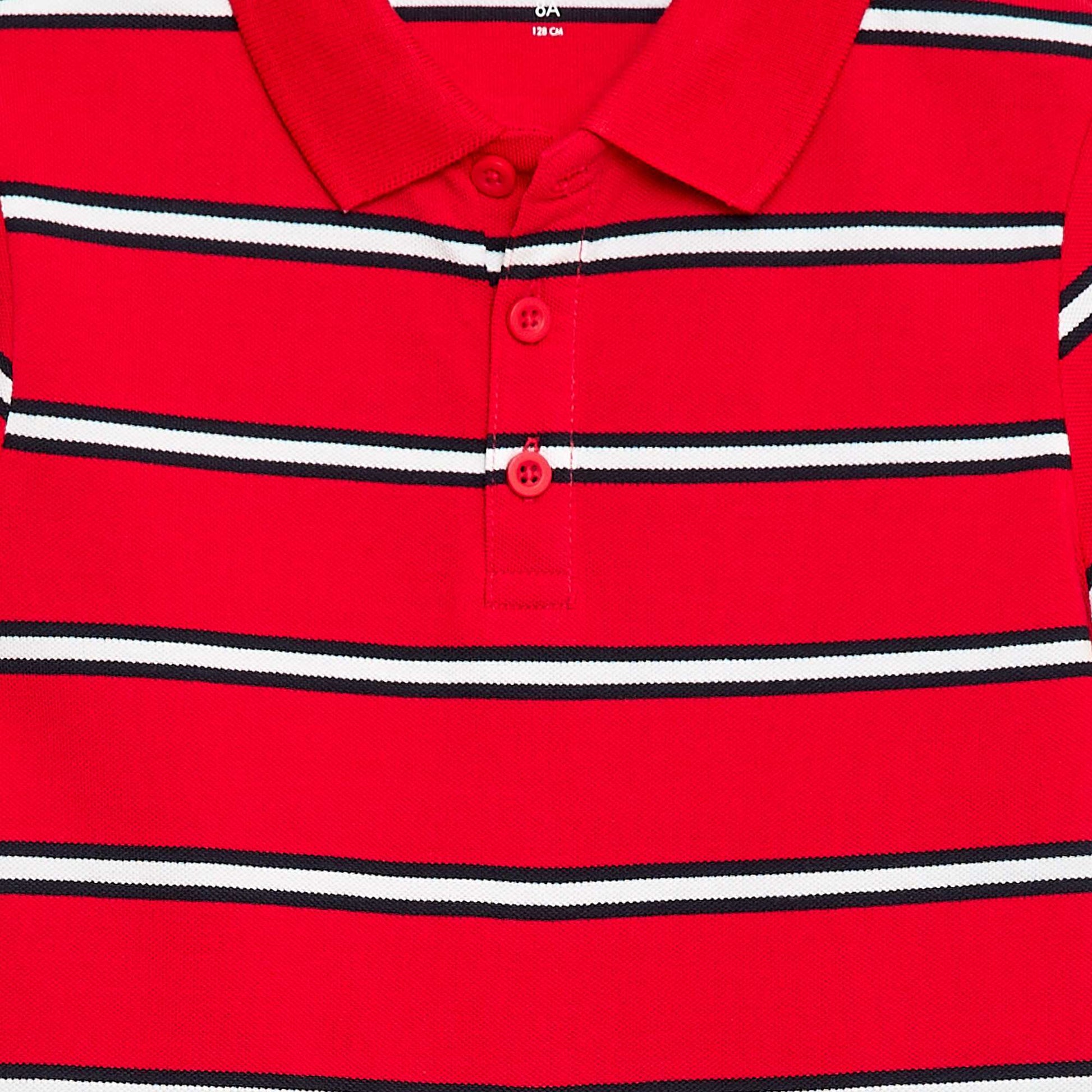 Polo à manches courtes en piqué de coton ROUGE