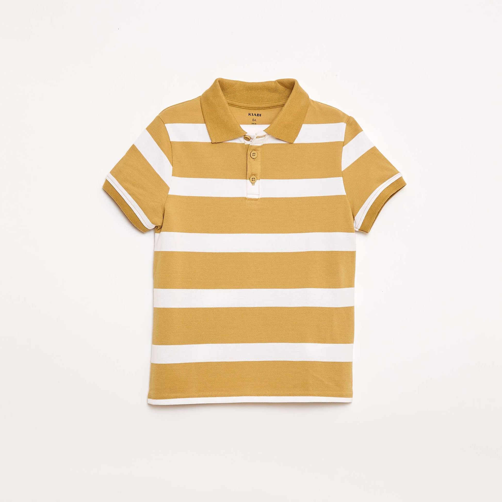 Polo à manches courtes en piqué de coton BEIGE