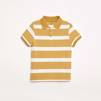 Polo à manches courtes en piqué de coton BEIGE