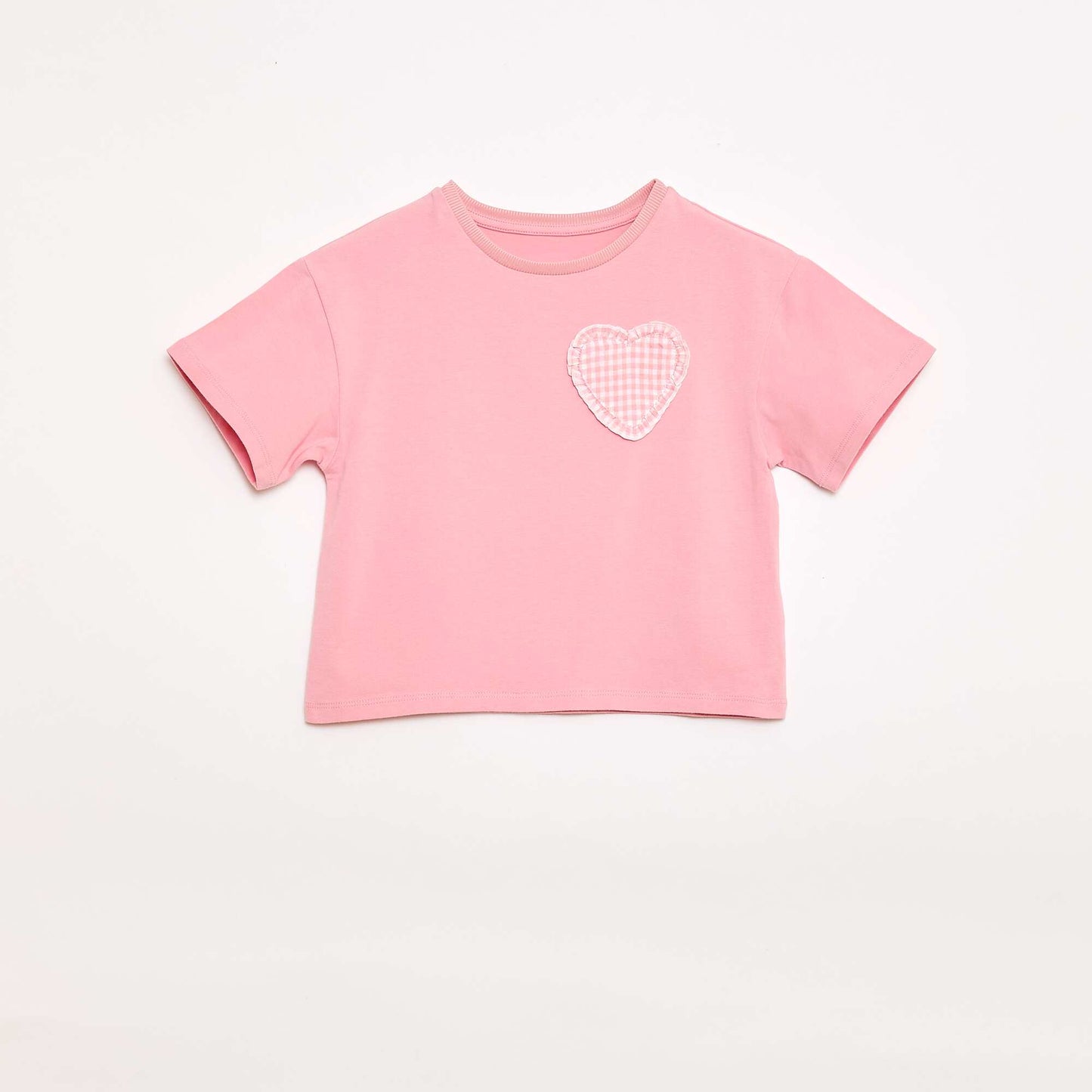 T-shirt avec patch vichy ROSE