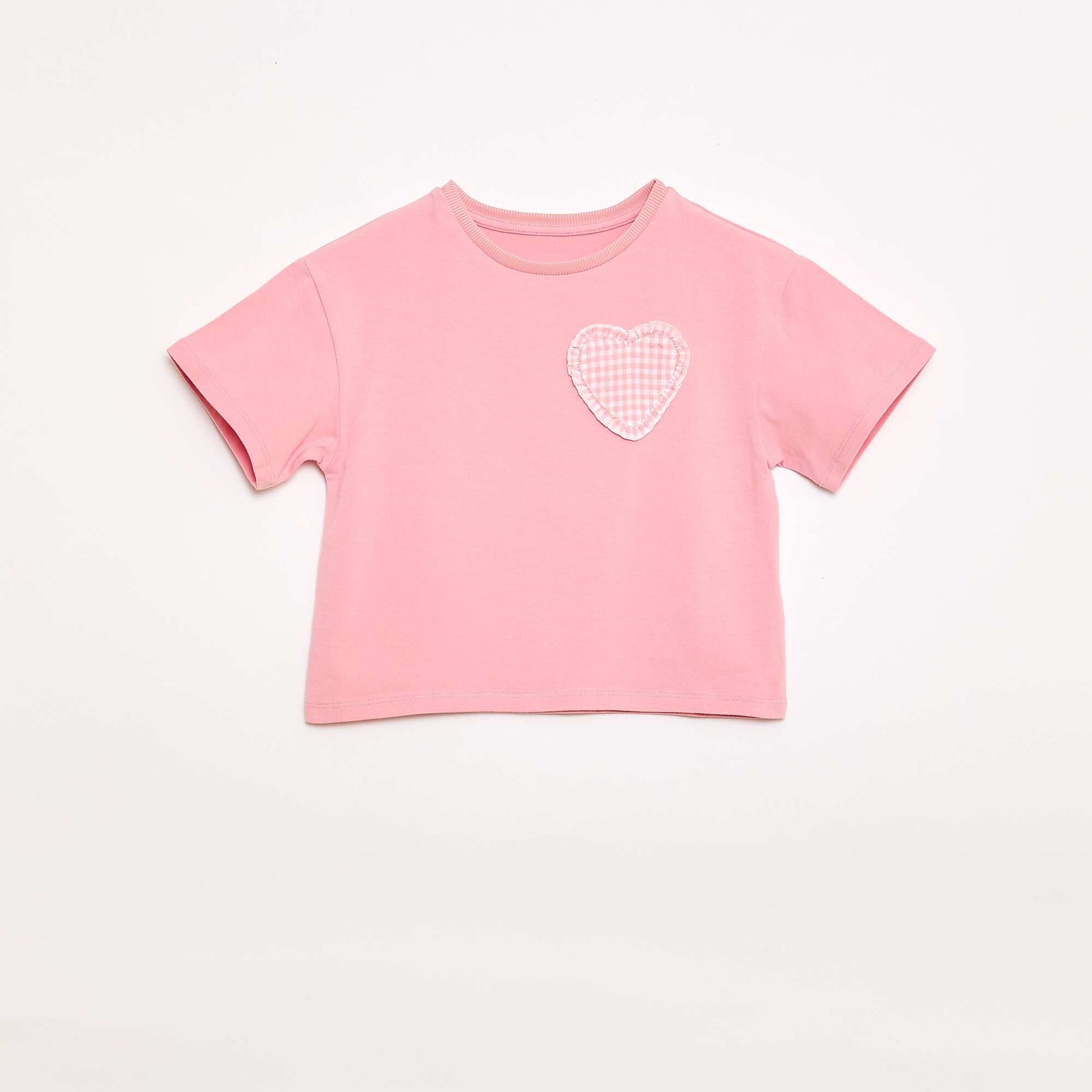 T-shirt avec patch vichy ROSE