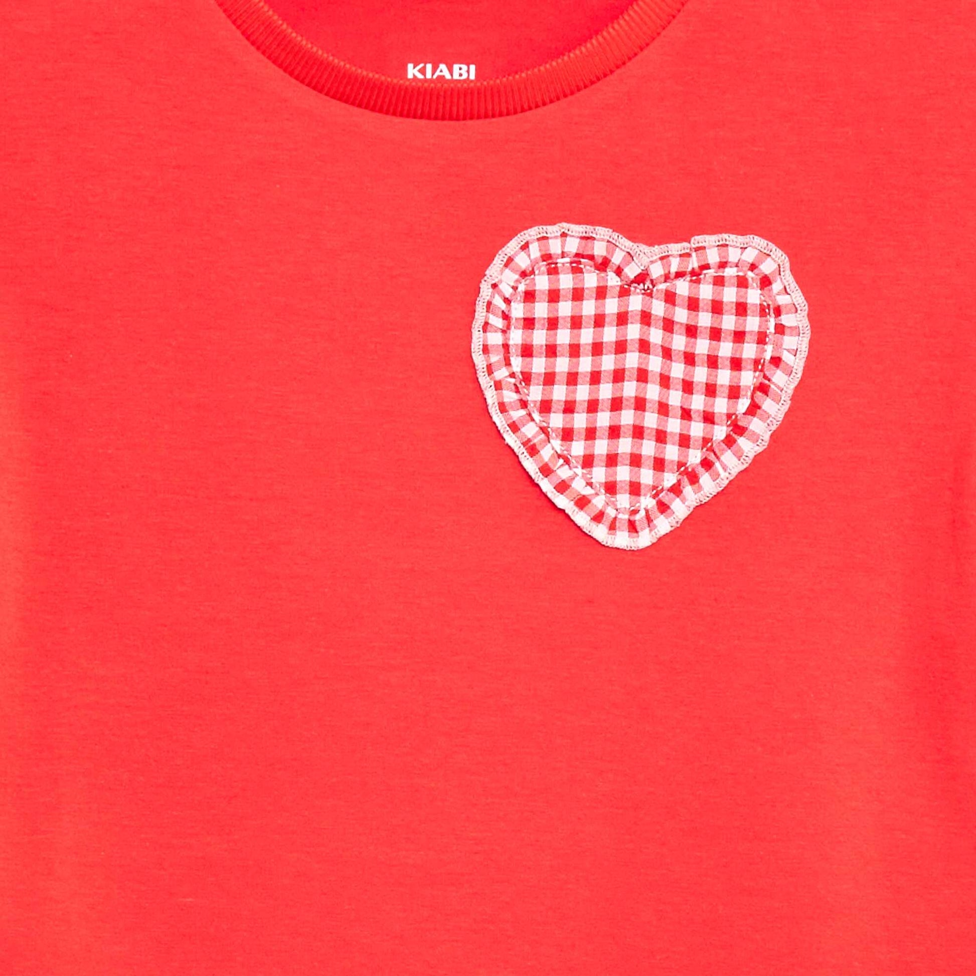 T-shirt avec patch vichy ROUGE