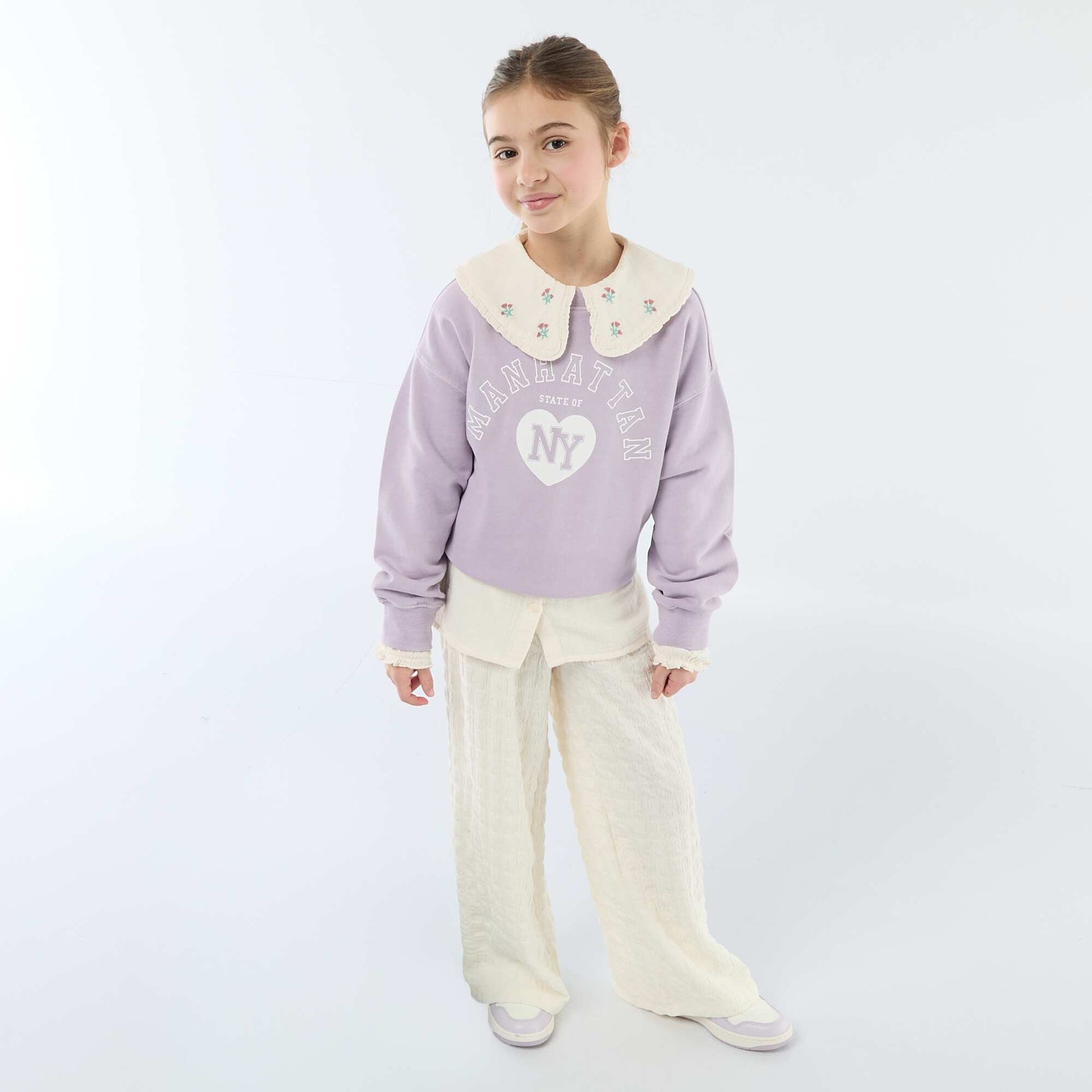 Pantalon large en maille stretch BEIGE
