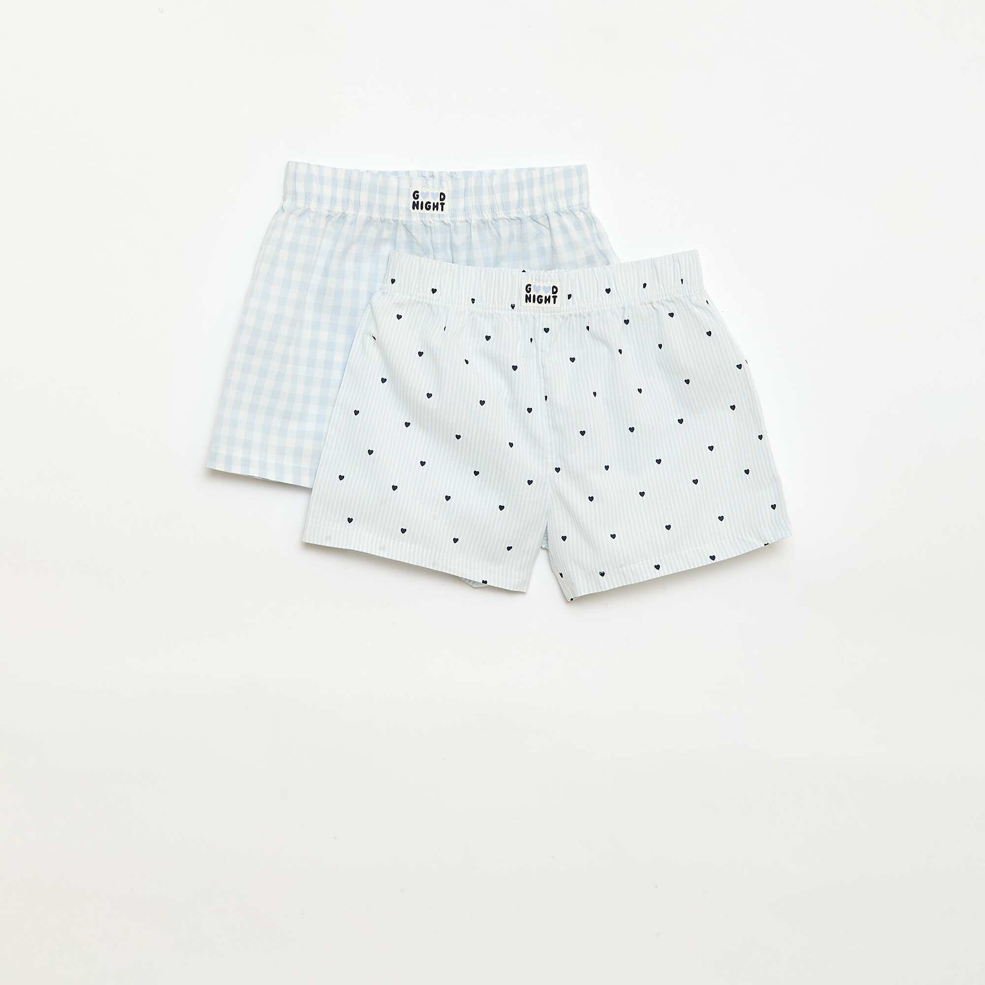 Ensemble de 2 shorts de nuit en popeline de coton BLEU