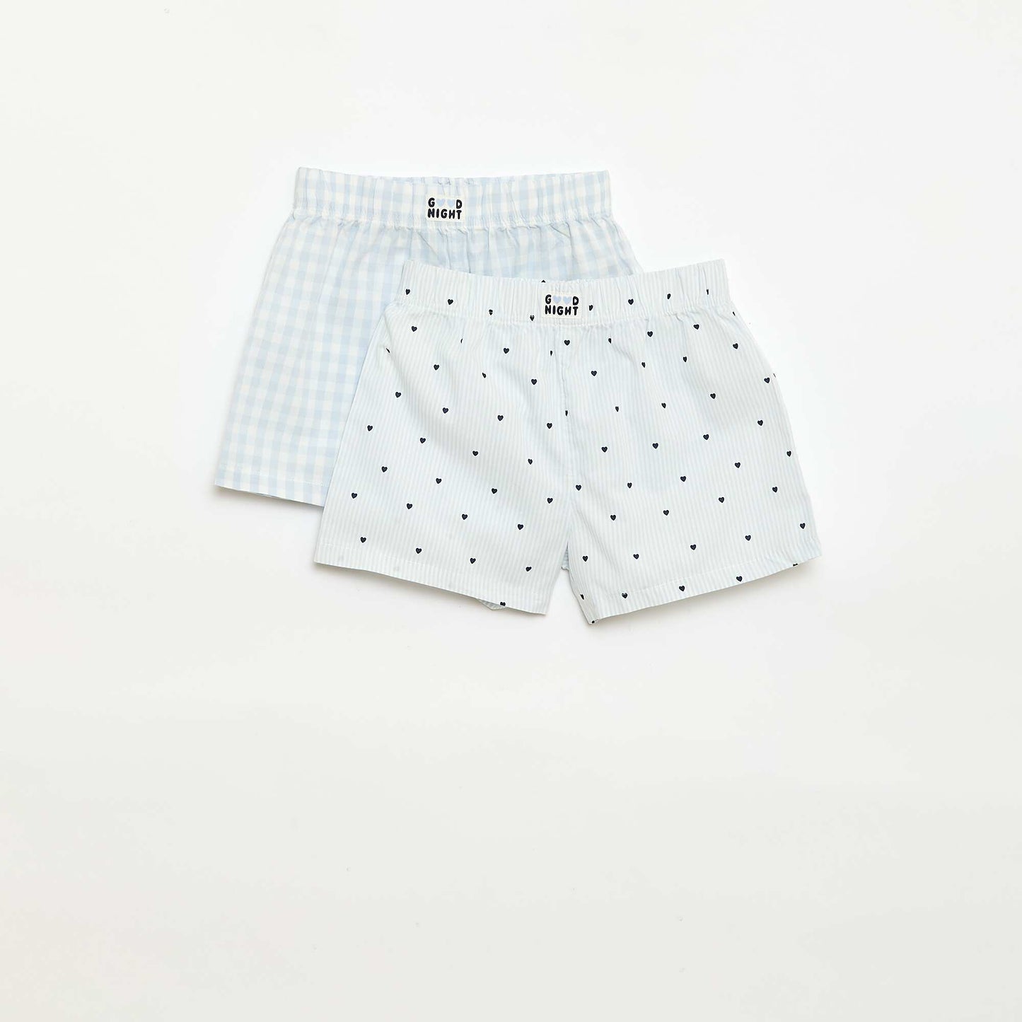 Ensemble de 2 shorts de nuit en popeline de coton BLEU