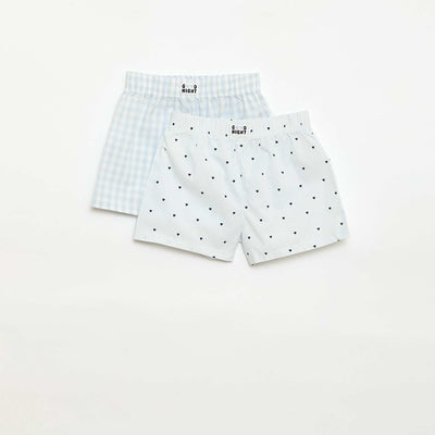 Ensemble de 2 shorts de nuit en popeline de coton BLEU