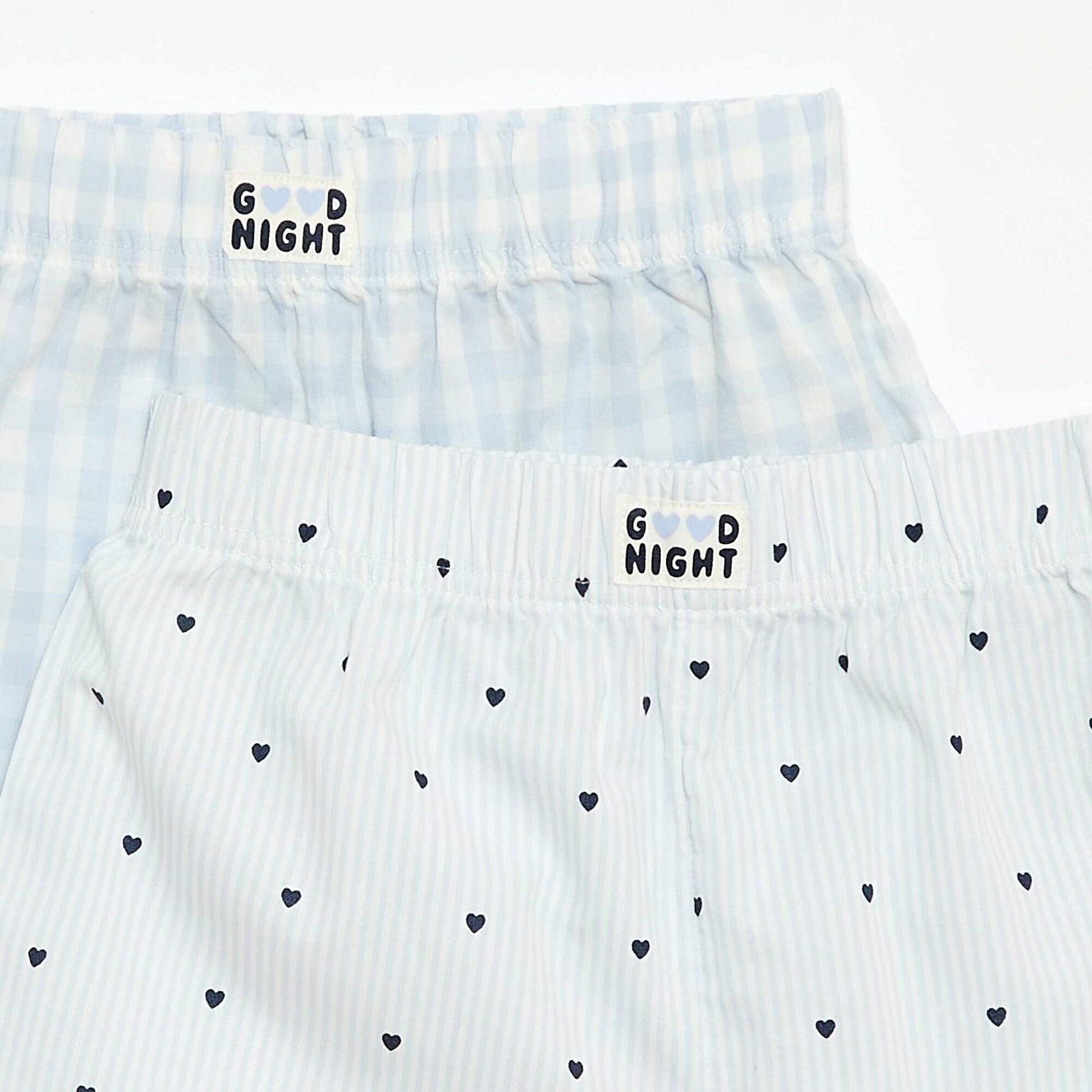 Ensemble de 2 shorts de nuit en popeline de coton BLEU