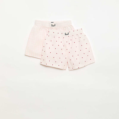 Ensemble de 2 shorts de nuit en popeline de coton ROSE