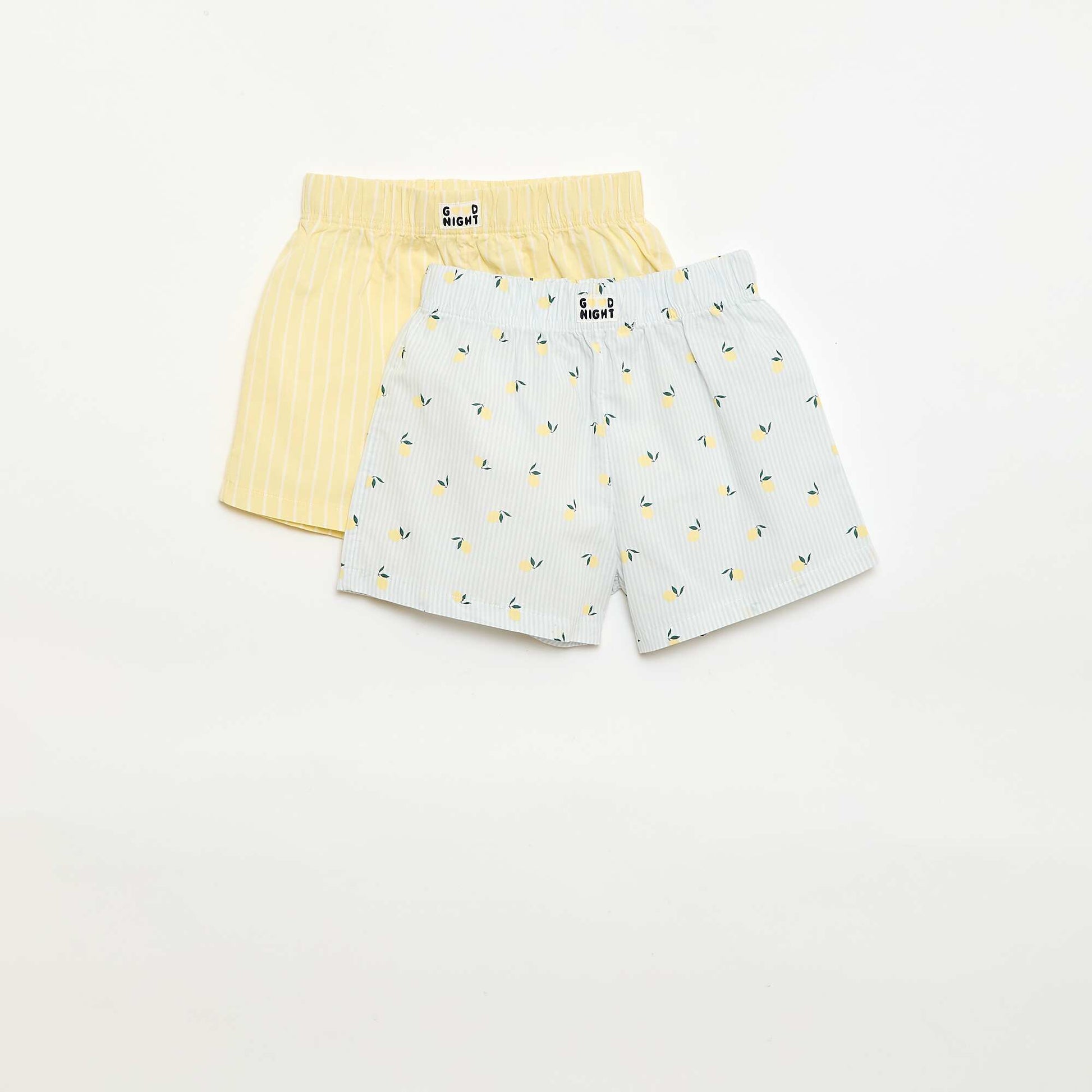 Ensemble de 2 shorts de nuit en popeline de coton JAUNE