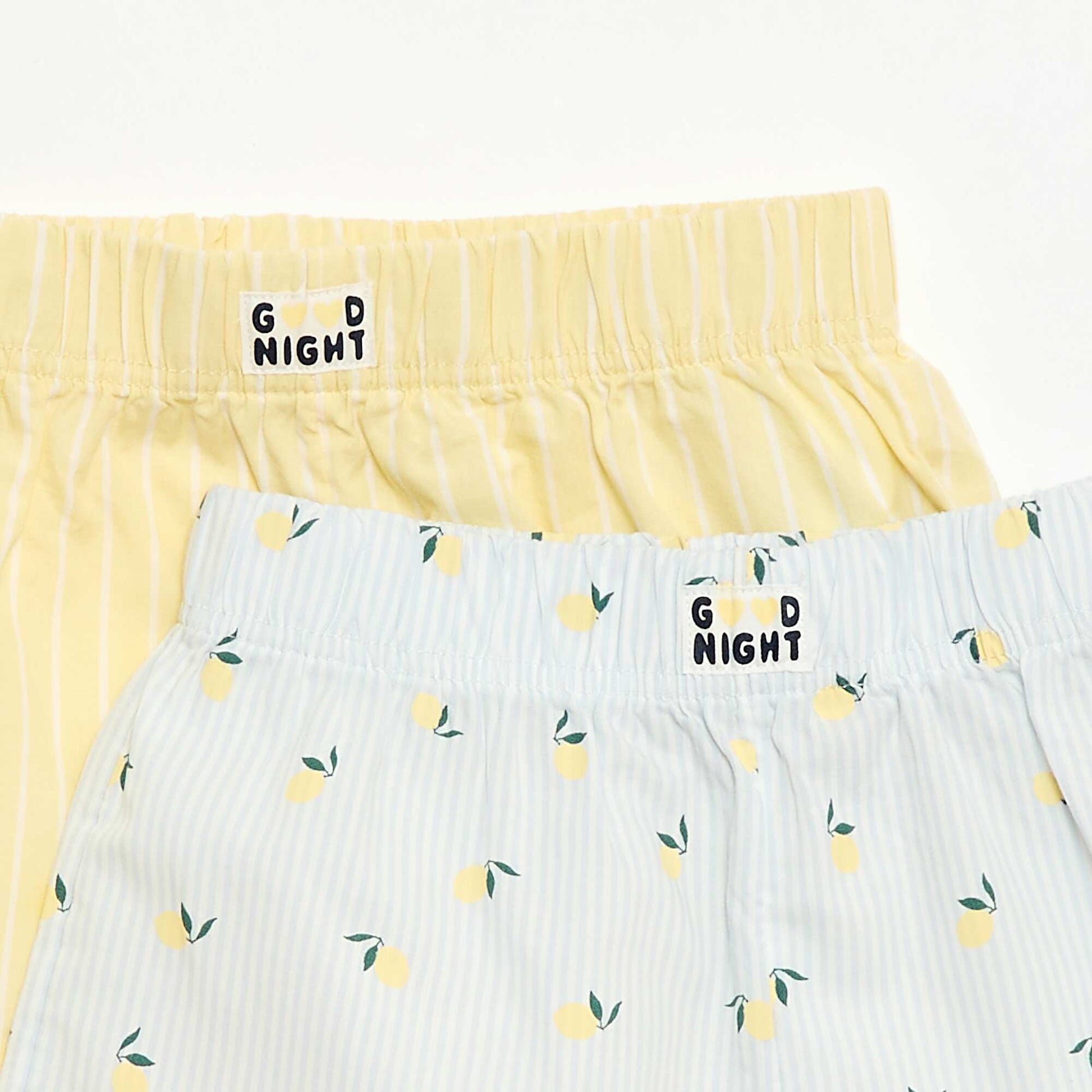 Ensemble de 2 shorts de nuit en popeline de coton JAUNE
