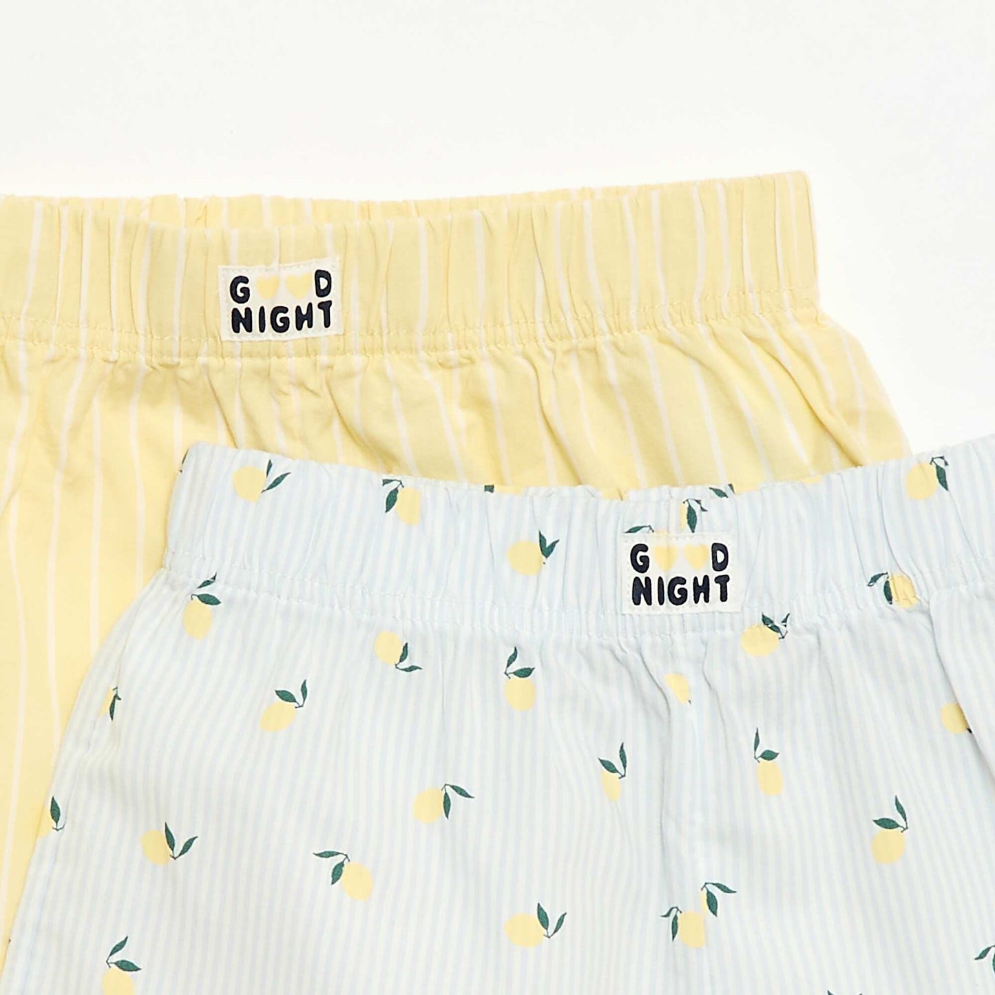 Ensemble de 2 shorts de nuit en popeline de coton JAUNE