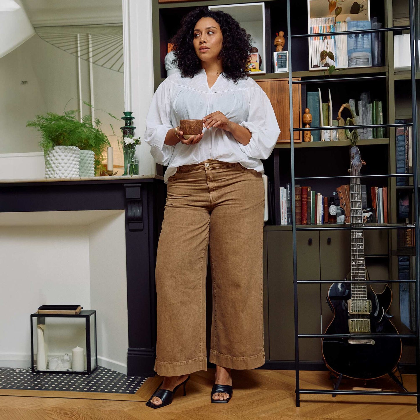 Blouse à manches longues avec broderies BLANC