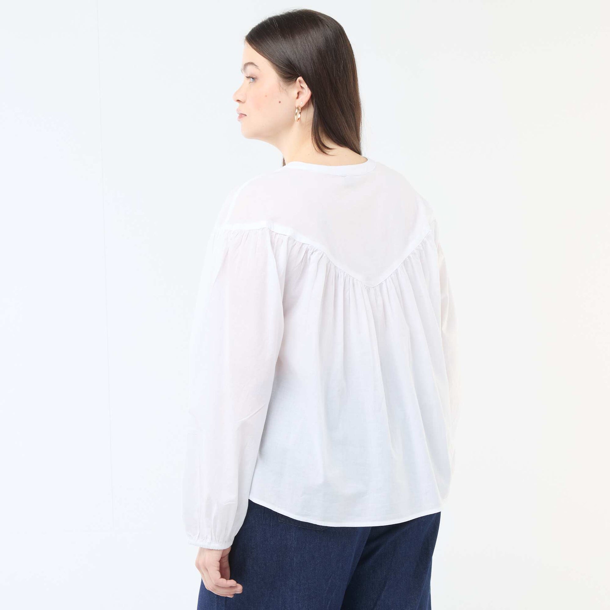 Blouse à manches longues avec broderies BLANC
