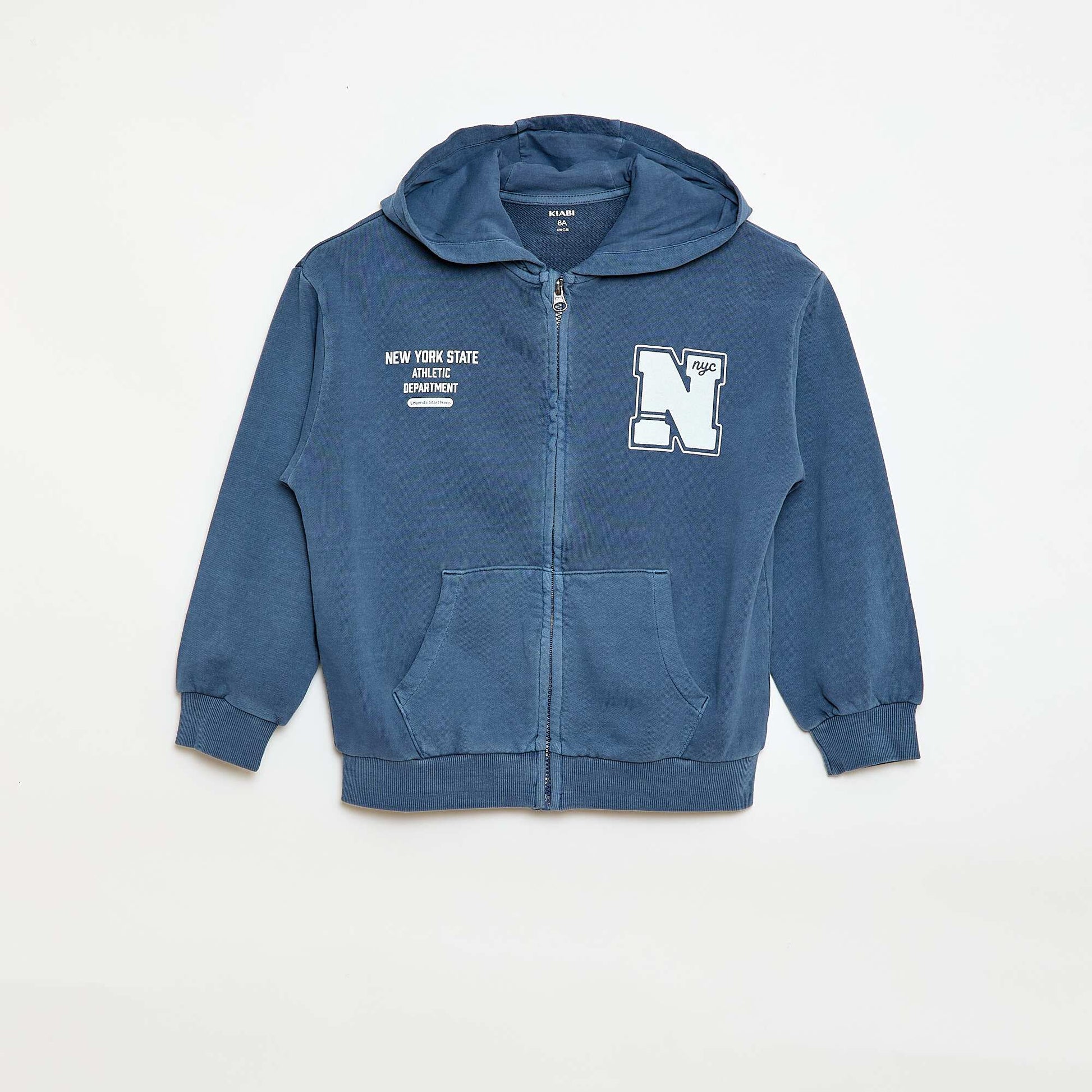 Gilet loose à capuche dos animé en coton BLEU