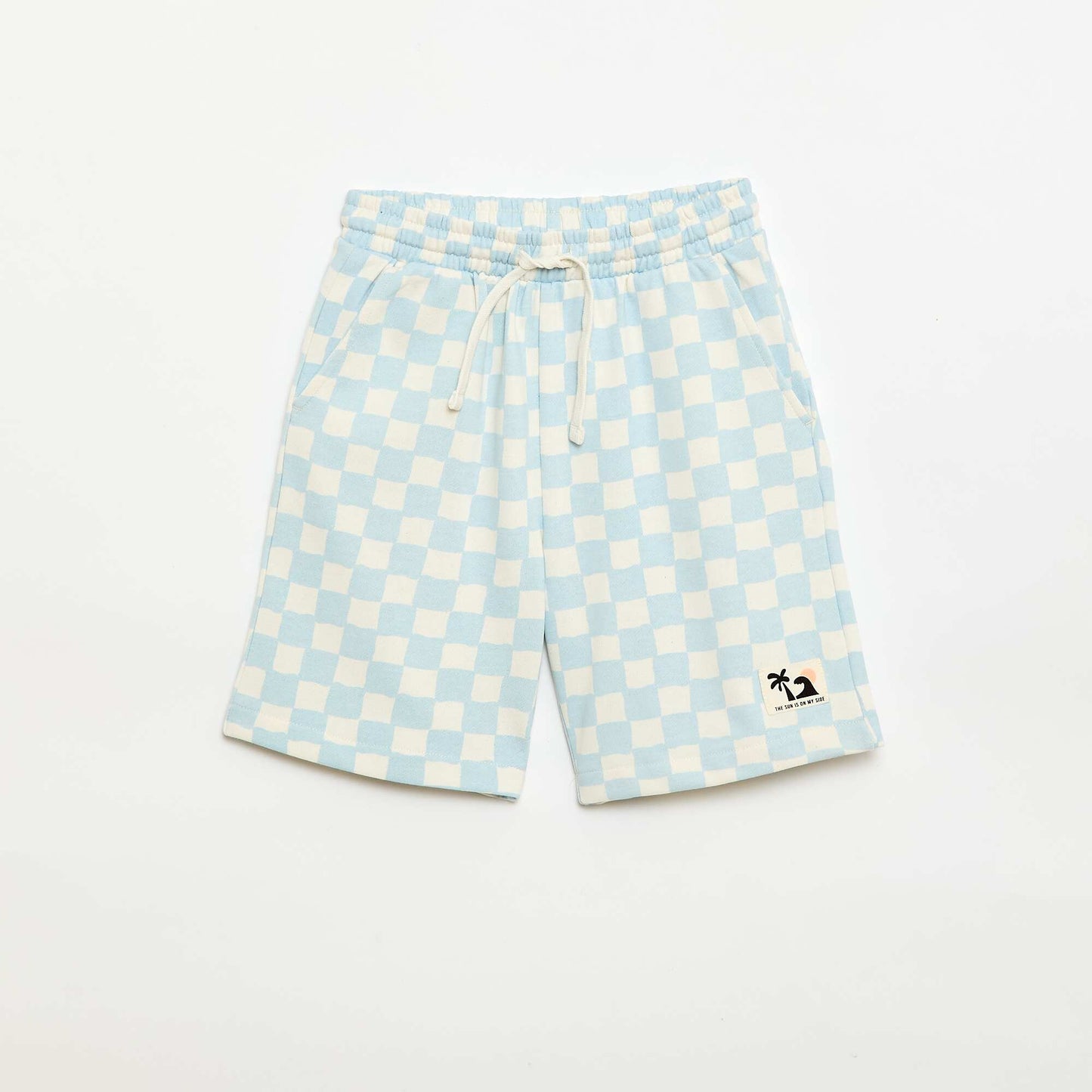 Ensemble t-shirt + short style damier - 2 pièces BLEU