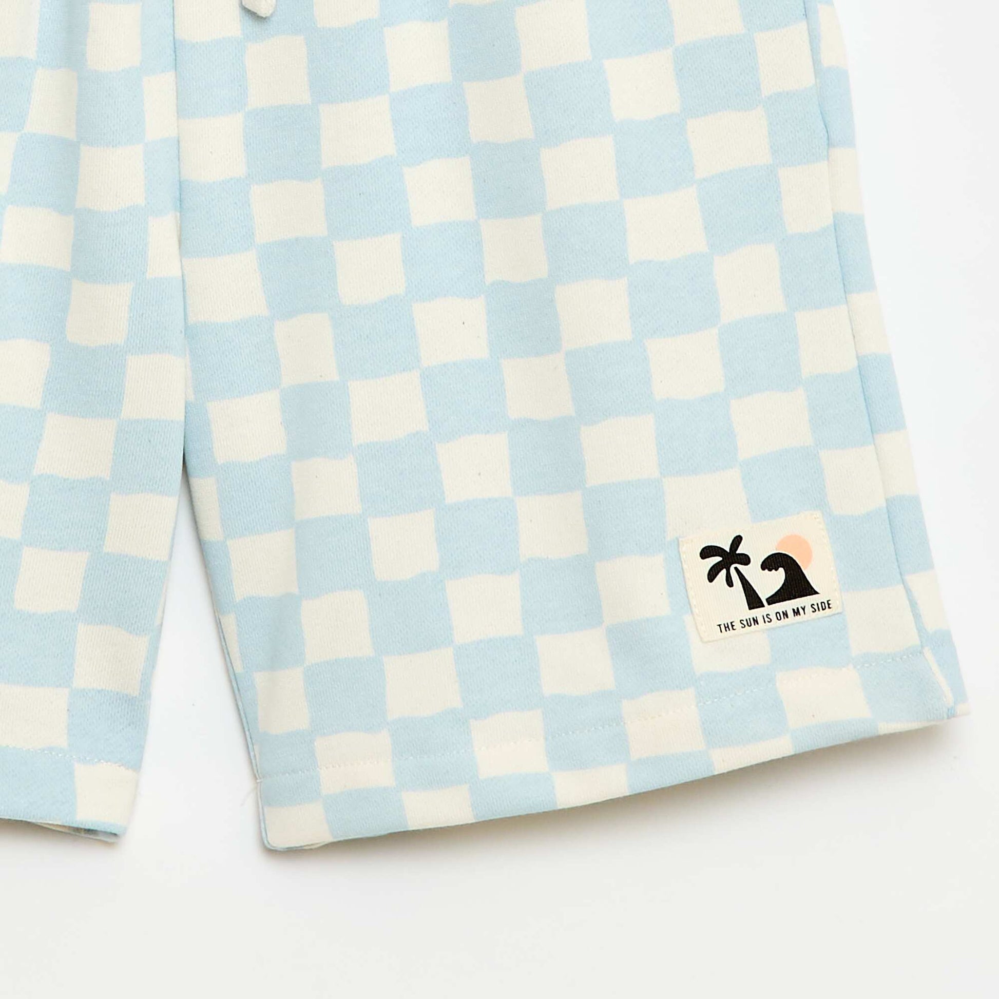 Ensemble t-shirt + short style damier - 2 pièces BLEU