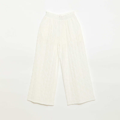 Pantalon large en broderie anglaise BLANC