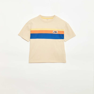 T-shirt manches courtes imprimé devant BLANC