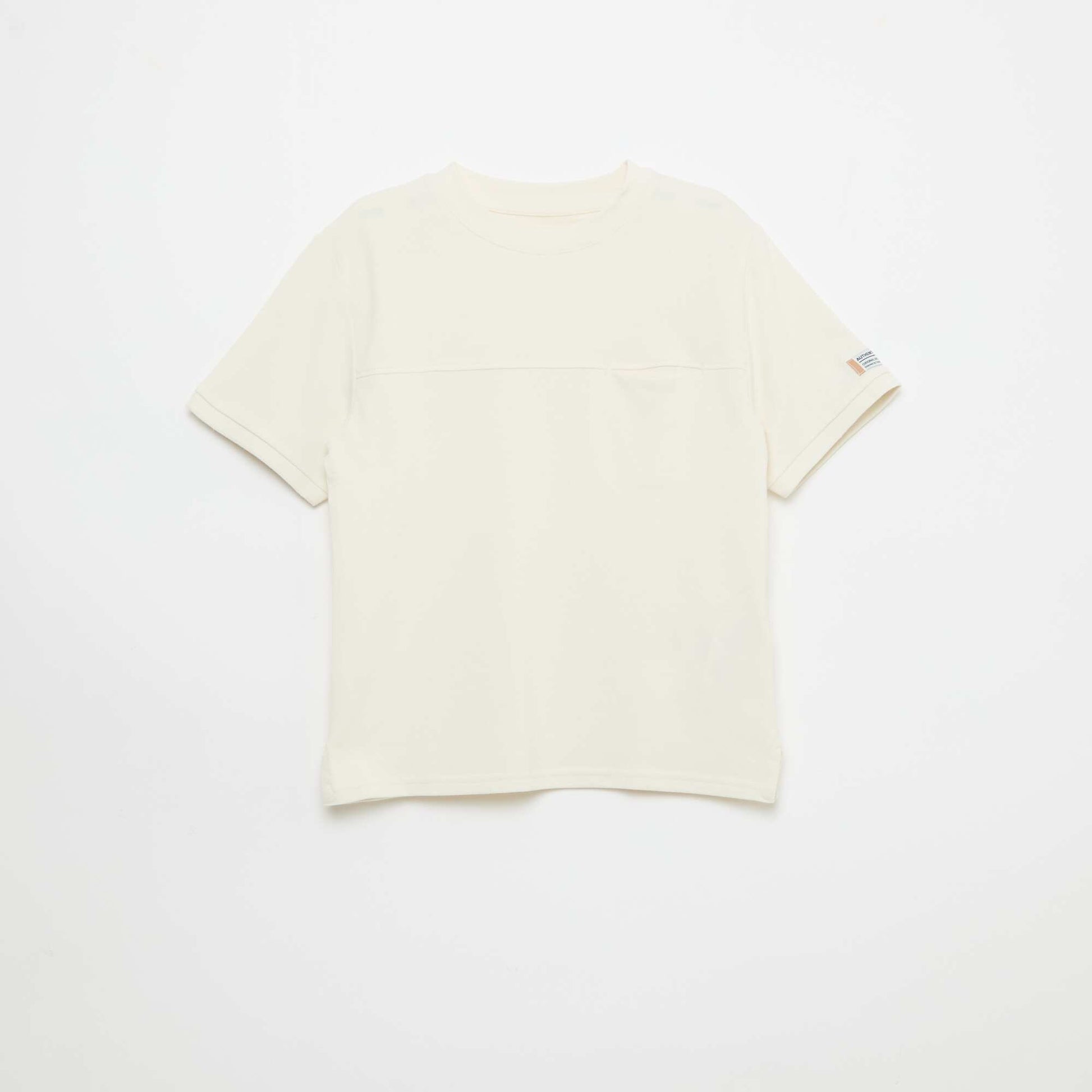T-shirt en coton piqué à manches courtes BLANC