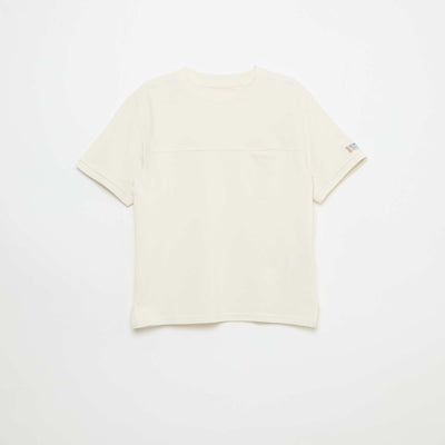 T-shirt en coton piqué à manches courtes BLANC