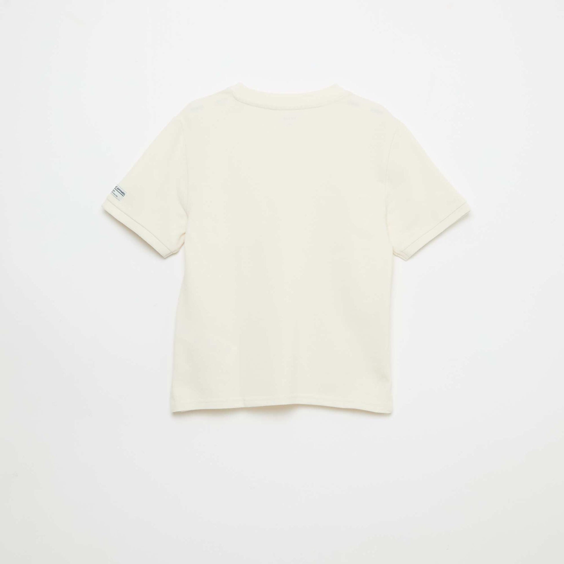 T-shirt en coton piqué à manches courtes BLANC