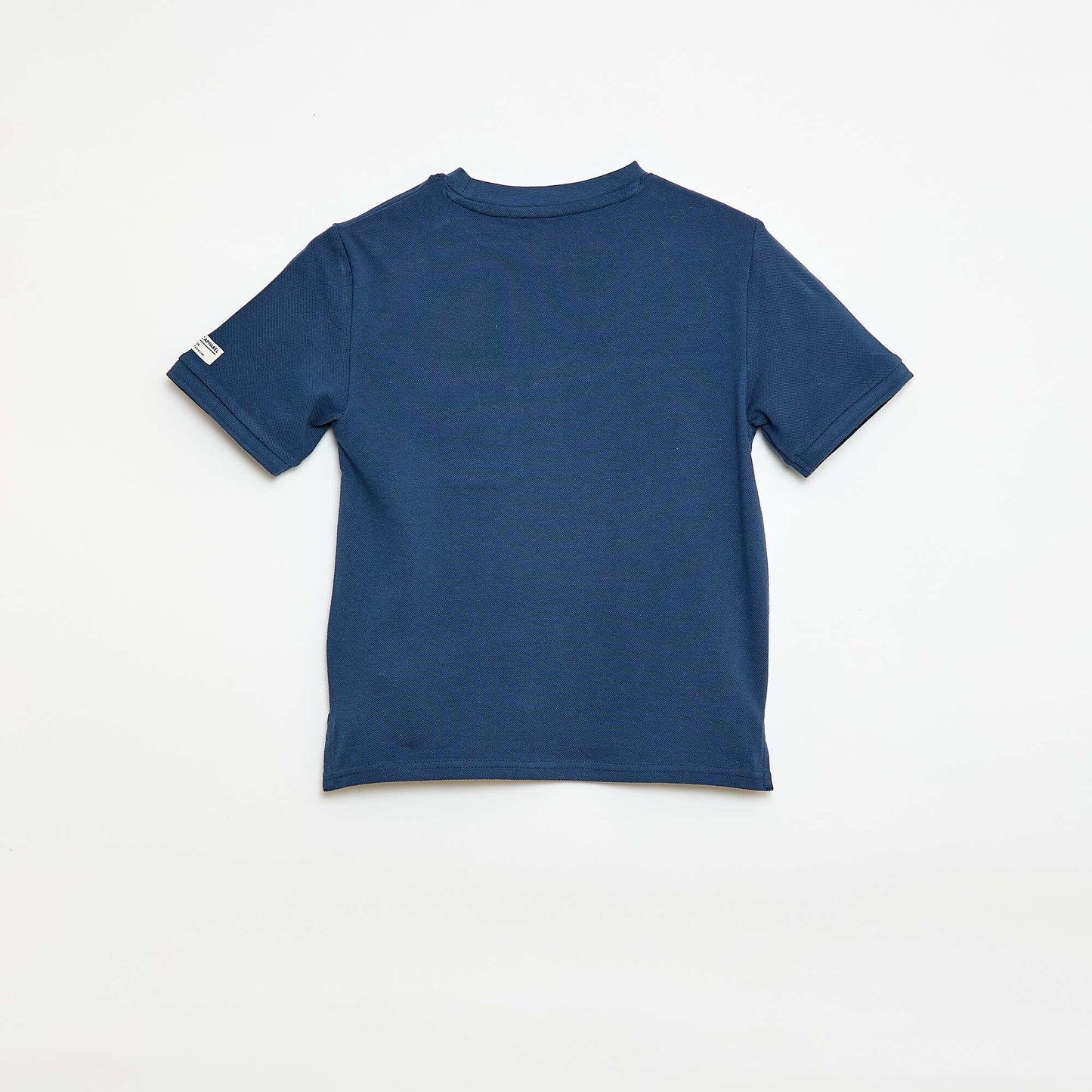 T-shirt en coton piqué à manches courtes BLEU
