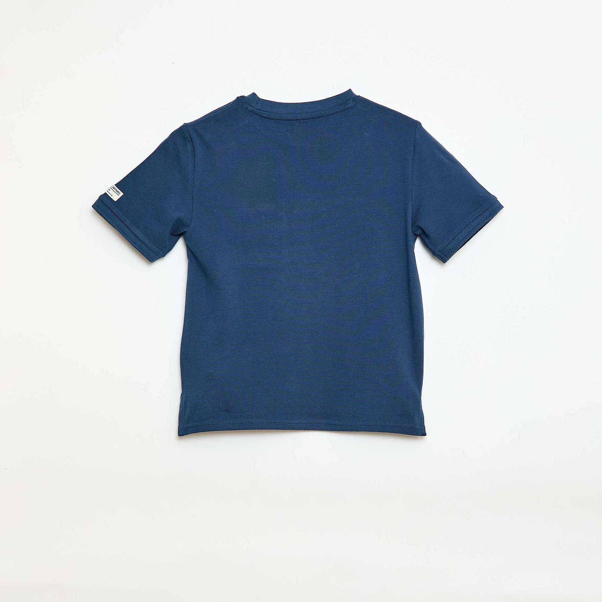 T-shirt en coton piqué à manches courtes BLEU