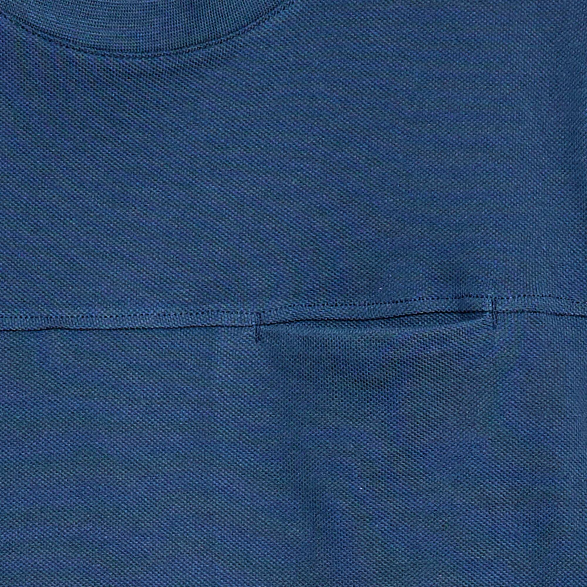 T-shirt en coton piqué à manches courtes BLEU