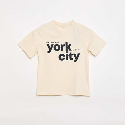 T-shirt imprimé à message BEIGE